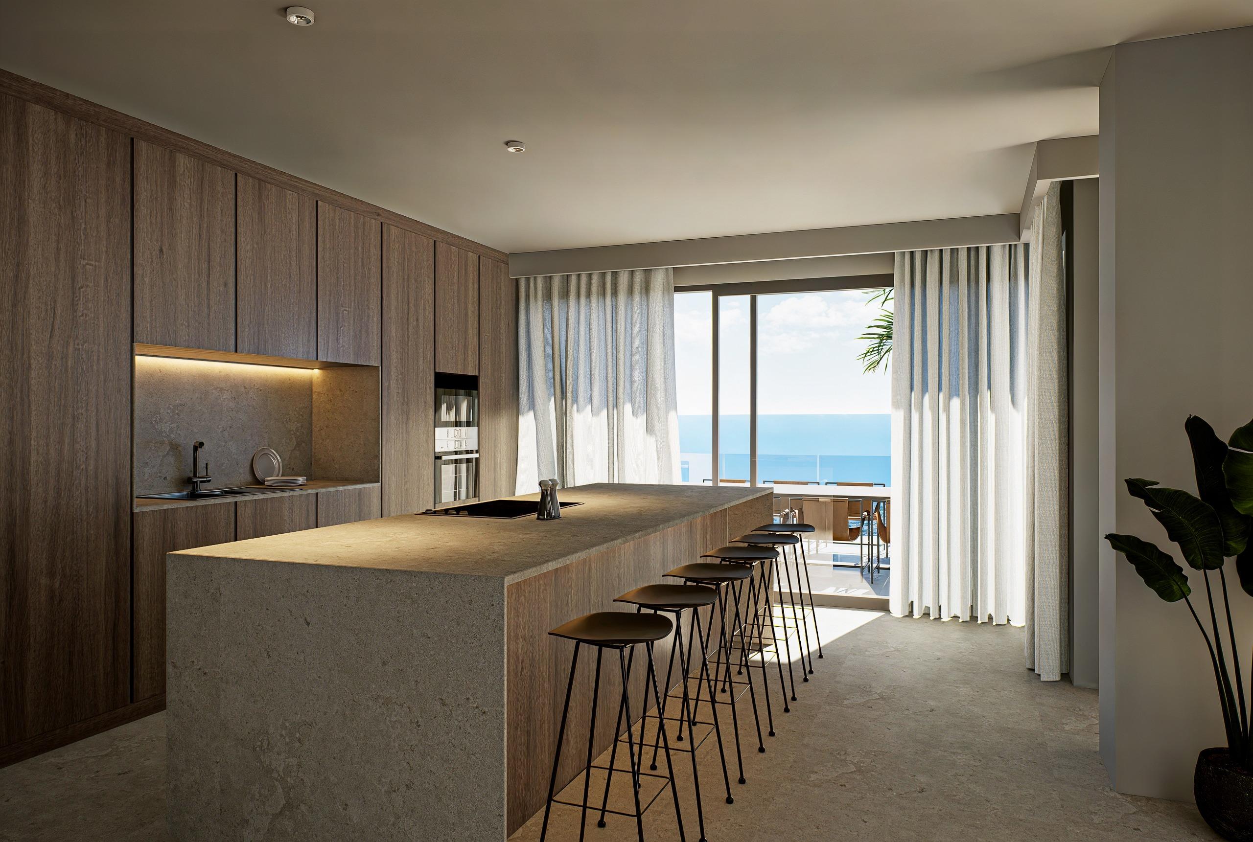 Open-plan living and dining room with glazed frontage in villa, Altea Hills
