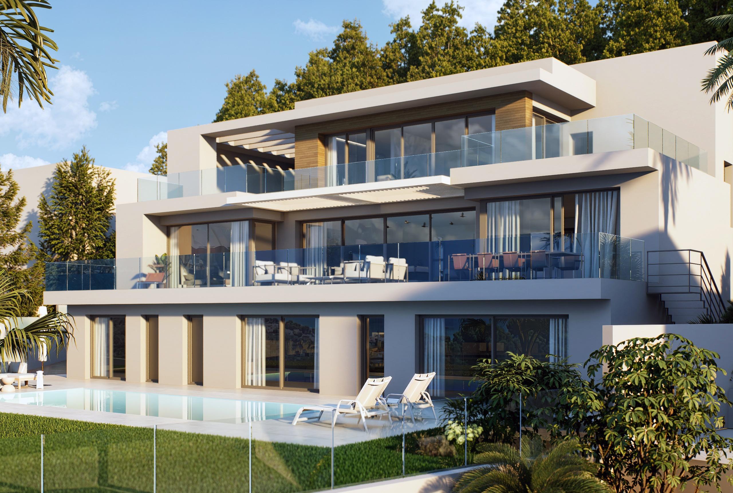 Terrace lighting and outdoor furniture at new-build villa, Altea Hills