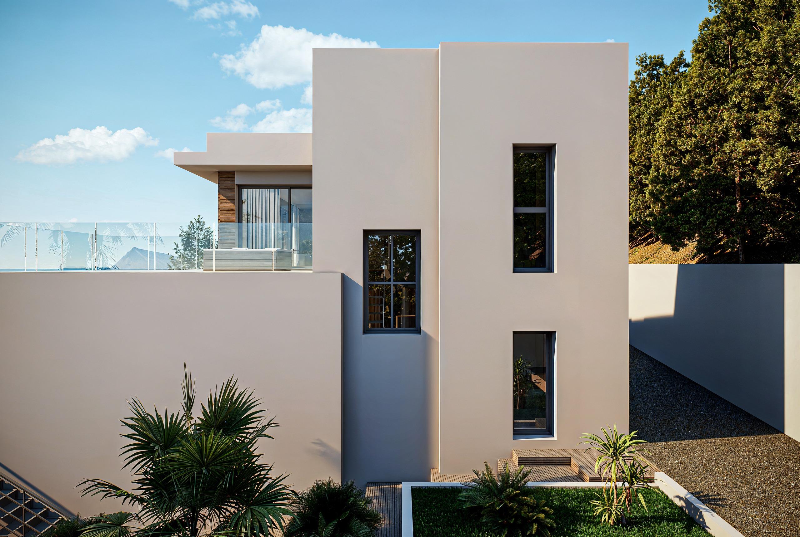 En-suite bathroom with walk-in shower in 4-bedroom new-build villa, Altea Hills