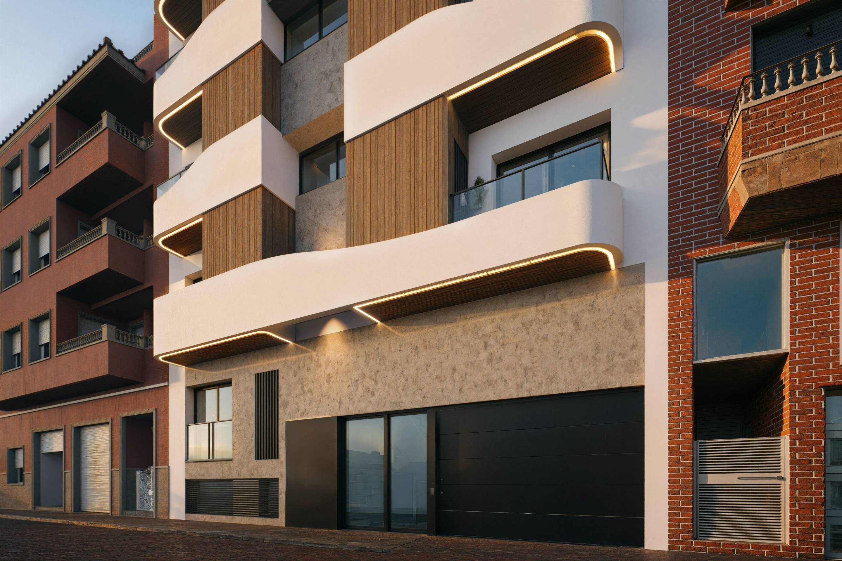 Kitchen with fitted units and porcelain tile flooring in ground-floor new-build apartment, Centro, Guardamar Del Segura