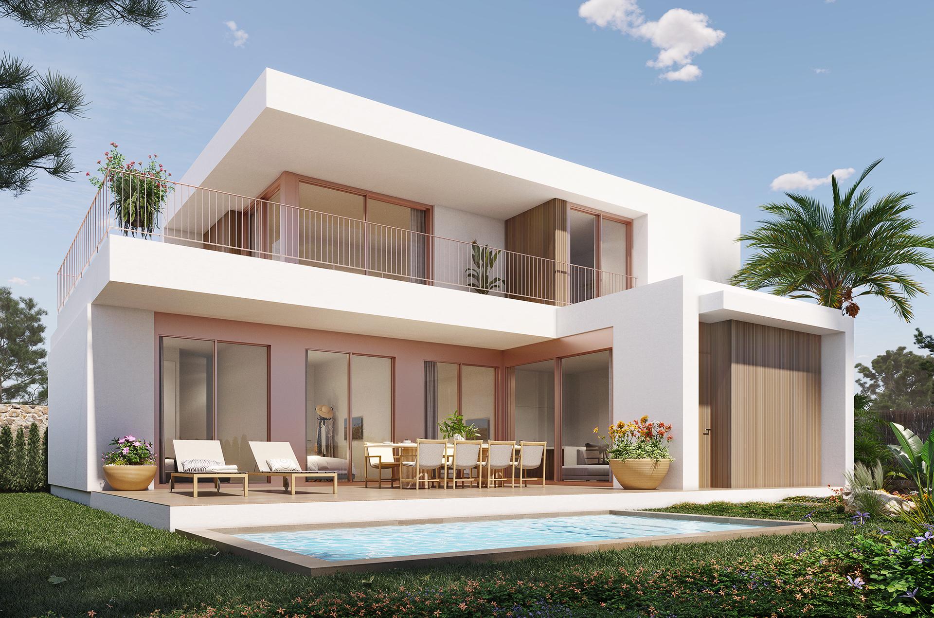 Bathroom with fitted units in 3-bedroom new-build villa, Desamparados, Orihuela
