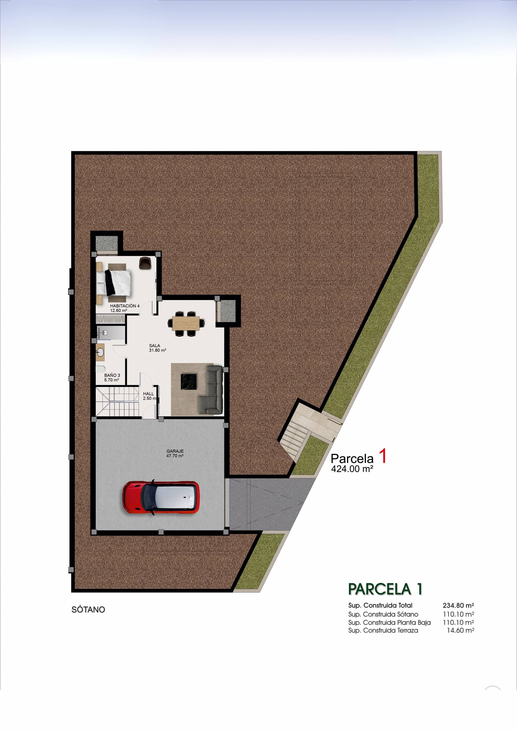 Ground floor plan of 3-bedroom new-build villa in Centro de la Ciudad Quesada, Rojales