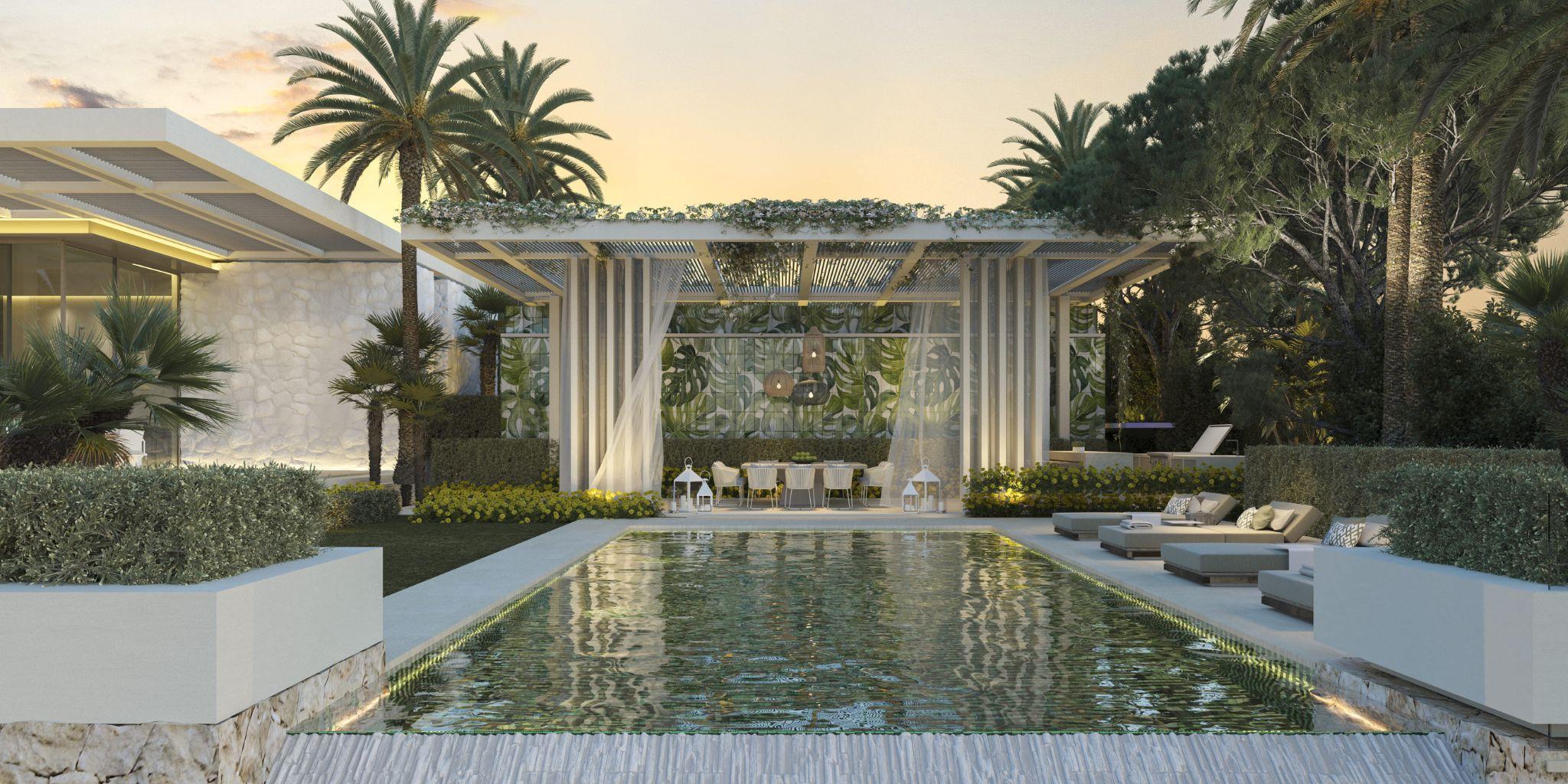 Full bathroom with walk-in shower in 7-bedroom new-build villa, Las Brisas, Marbella