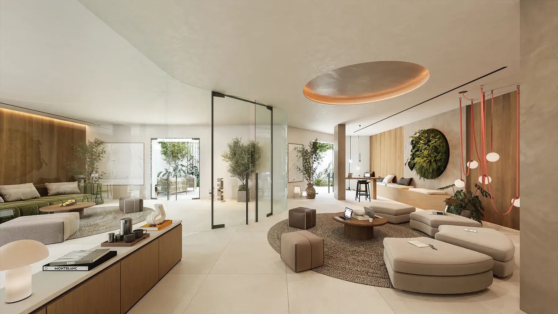 Open-plan living and dining area with floor-to-ceiling glazing in 2-bedroom new-build apartment, El Higuerón