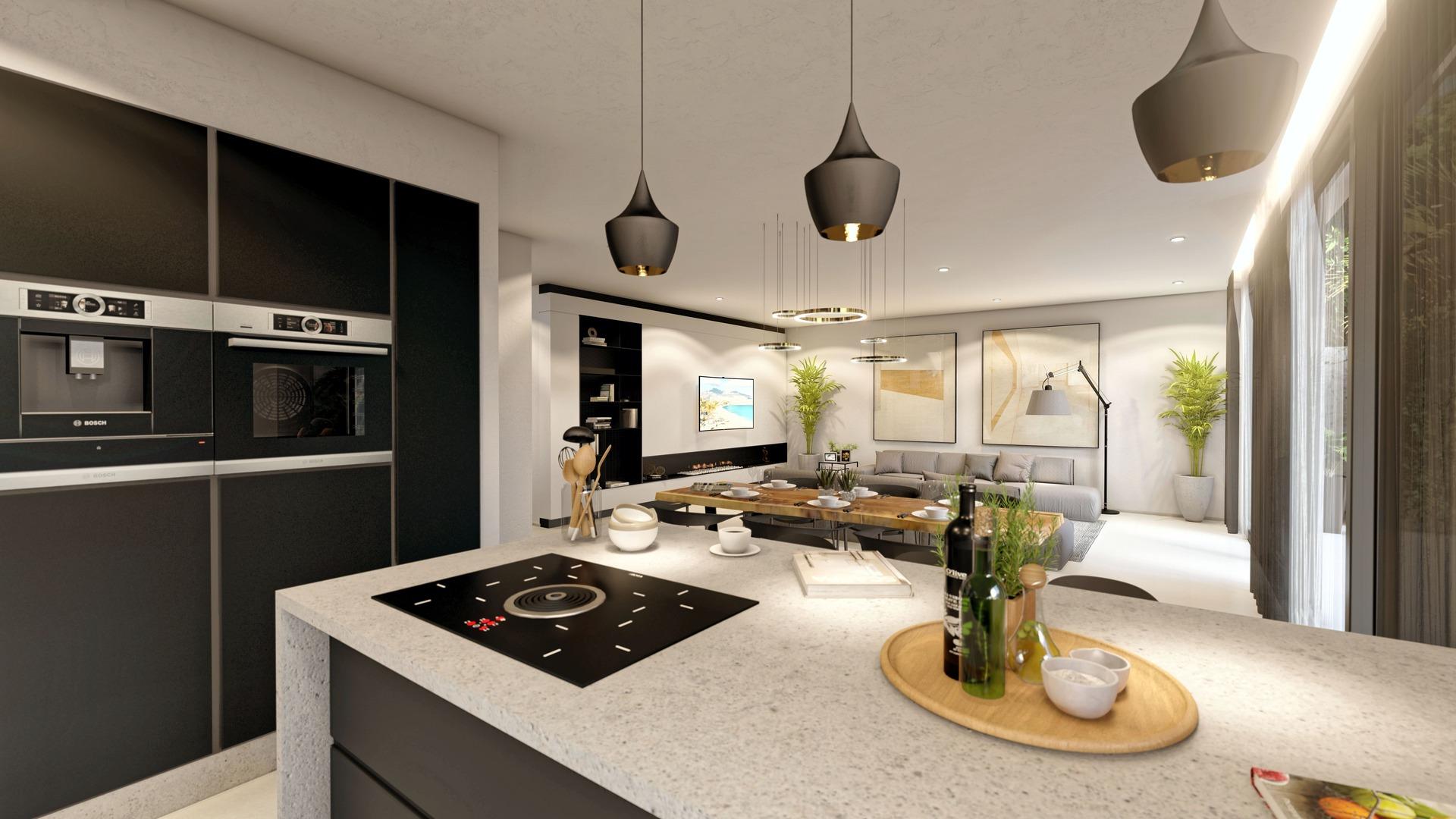 Floor and wall finish detail inside 4-bedroom new-build villa, Altea la Vella, Altea