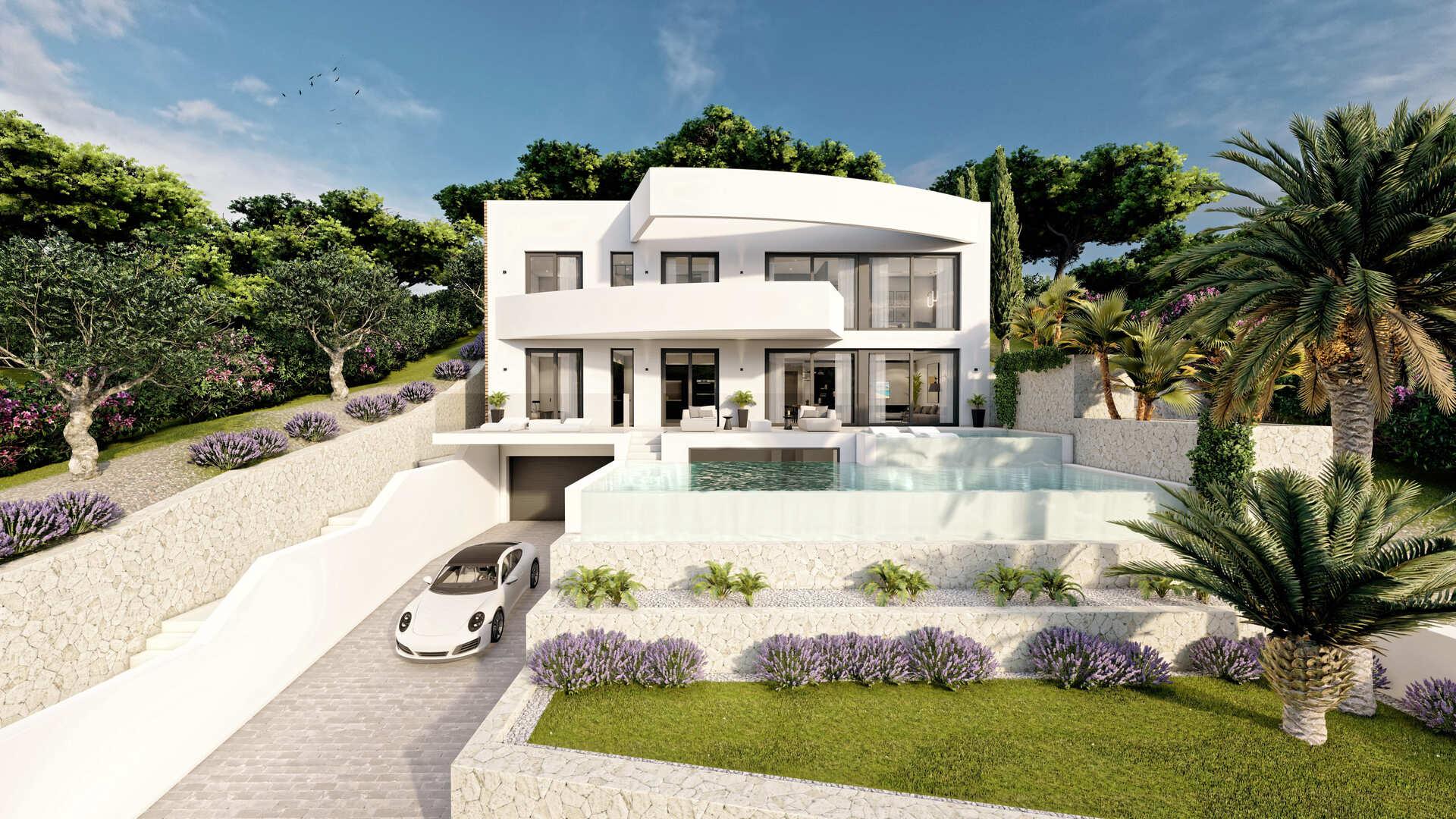 Ground-floor plan of 4-bedroom new-build villa in Altea la Vella, Altea, showing room layout