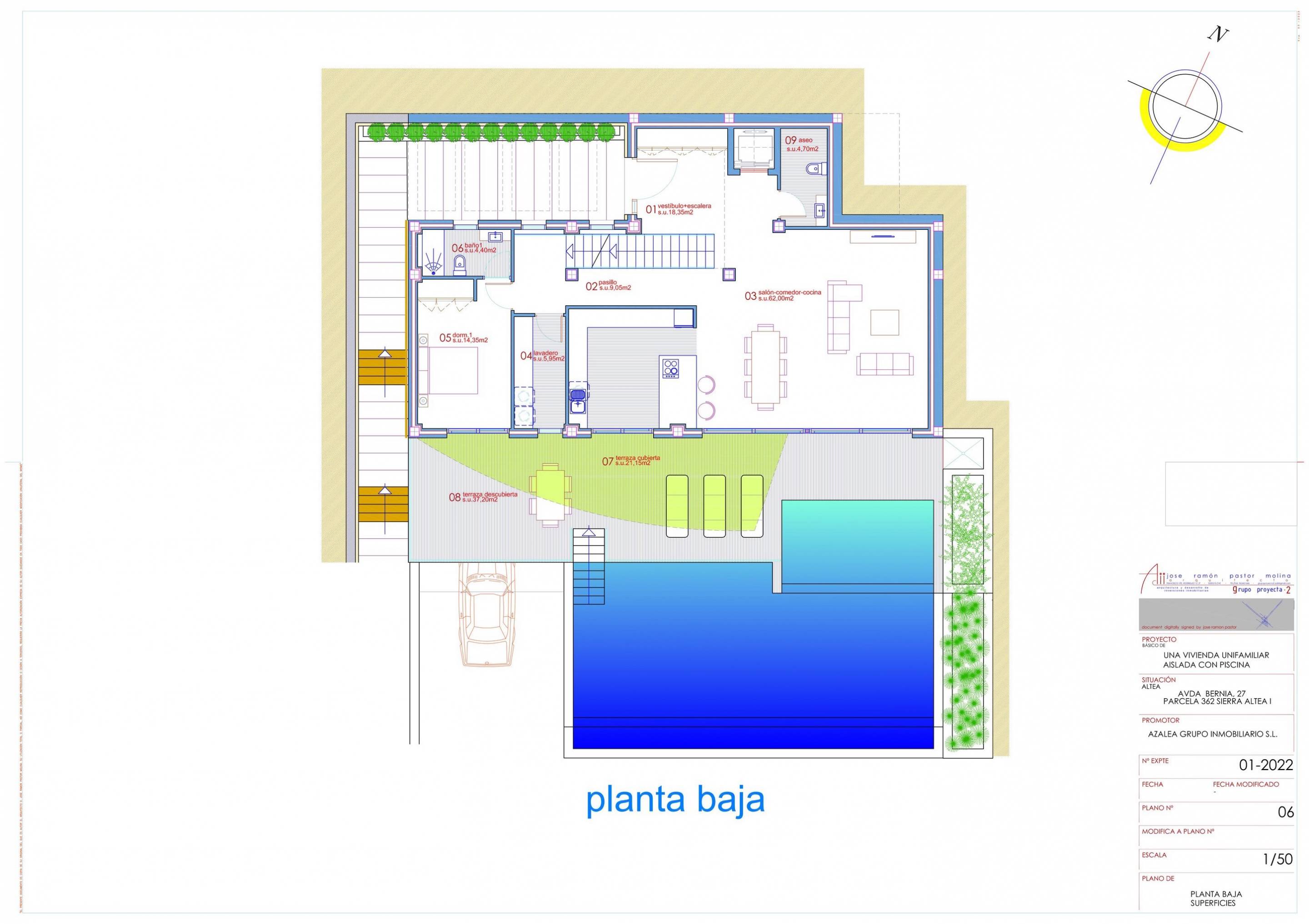 Site plan showing plot boundary and building footprint, new-build villa, Altea la Vella