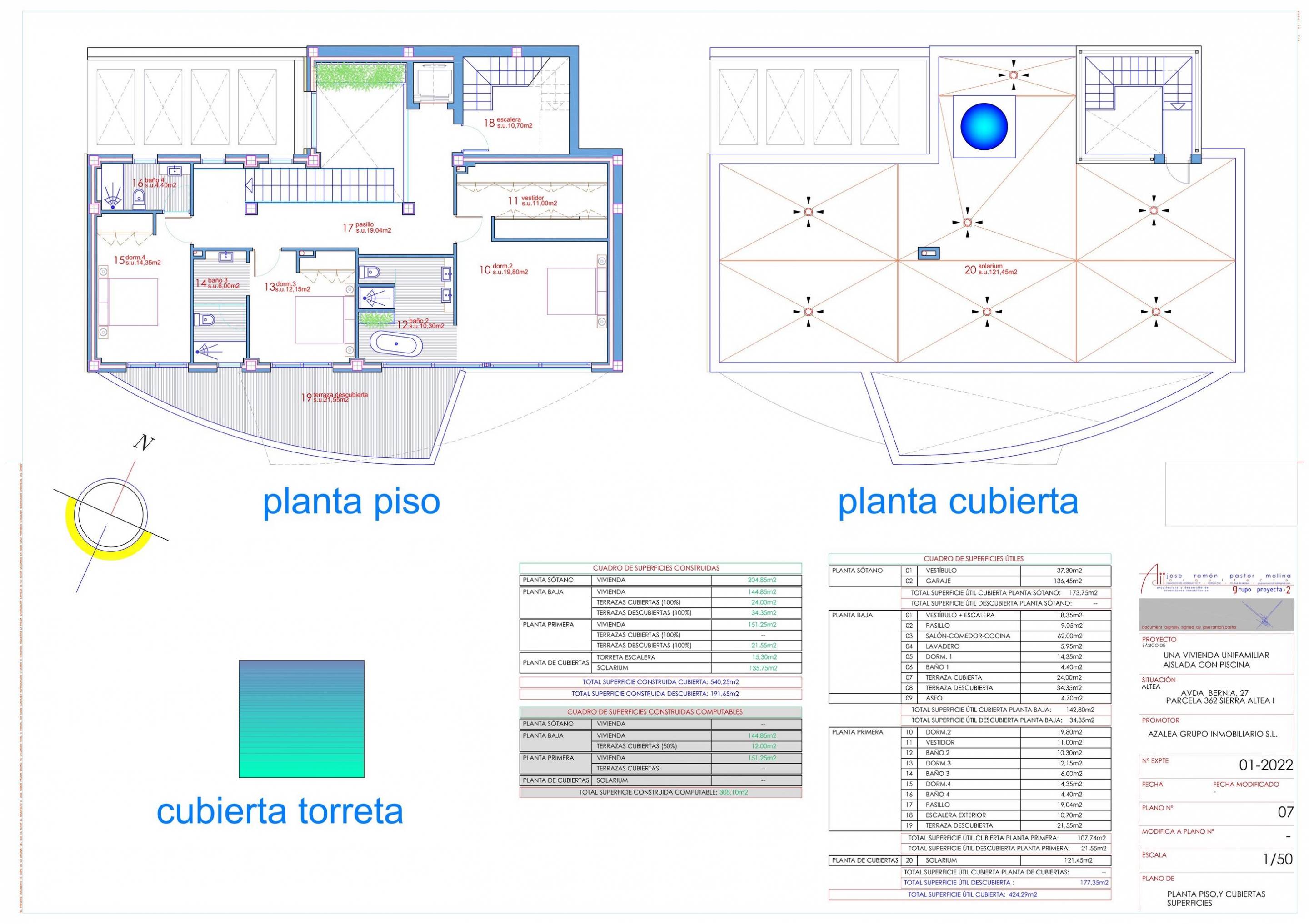 Additional floor plan level of new-build villa in Altea la Vella, Altea