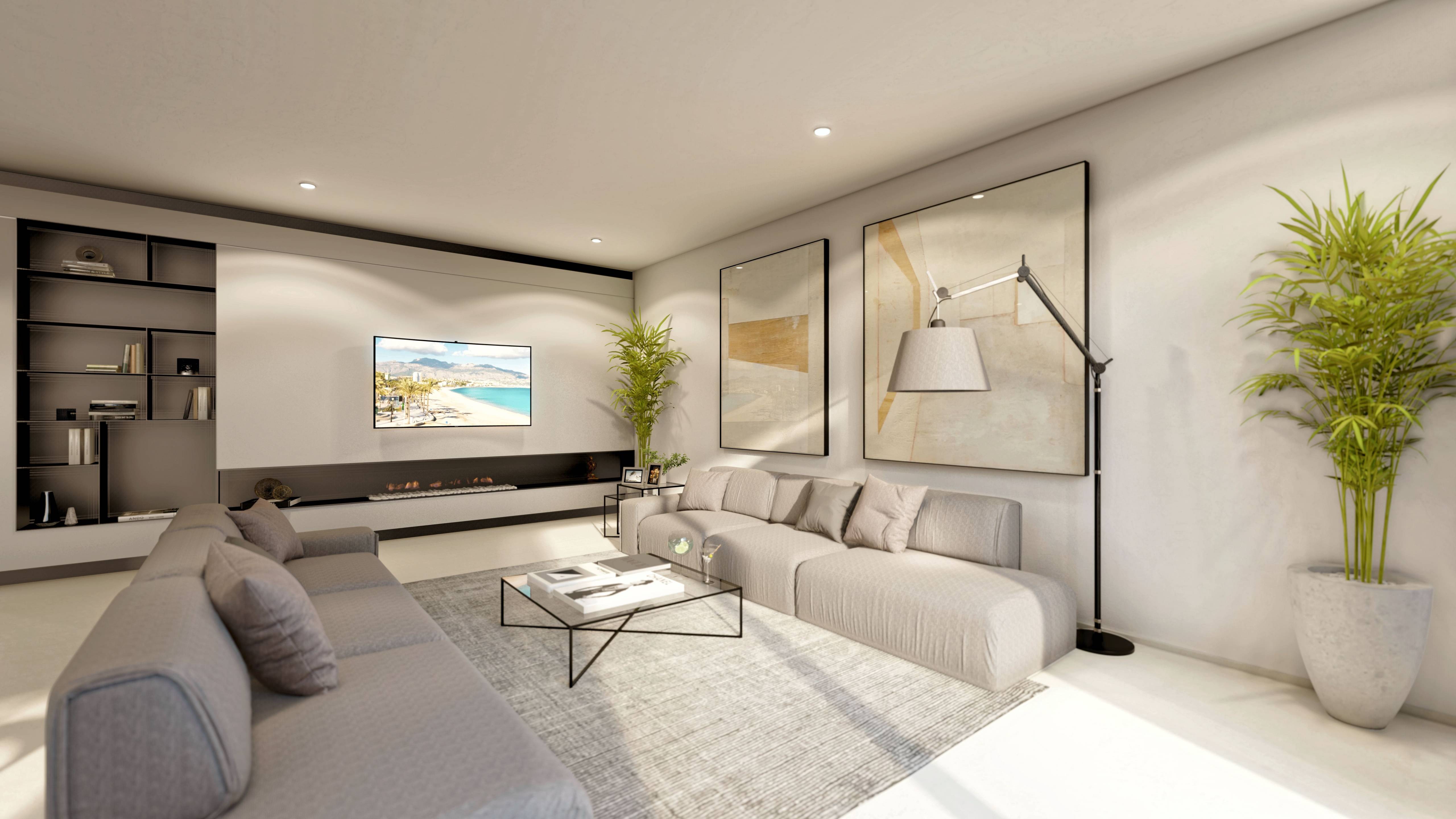 Upper-level floor plan of new-build villa in Altea la Vella, Altea, showing bedroom arrangement