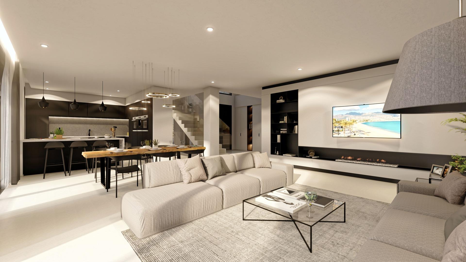 Wall and ceiling finish detail in 4-bedroom new-build villa, Altea la Vella, Altea