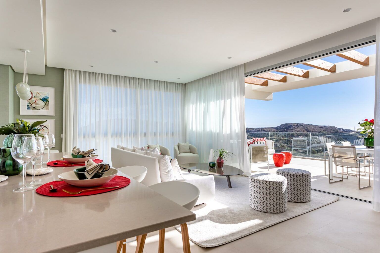 Bathroom with walk-in shower enclosure and wall tiling, new-build apartment, Montemayor-Marbella Club