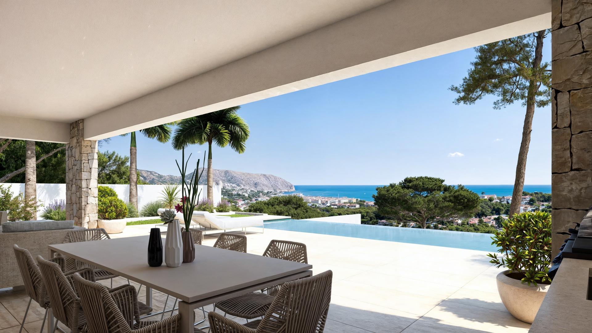 Full floor plan of 4-bedroom single-storey new-build villa in Pinar de Advocat-Cometa, Moraira