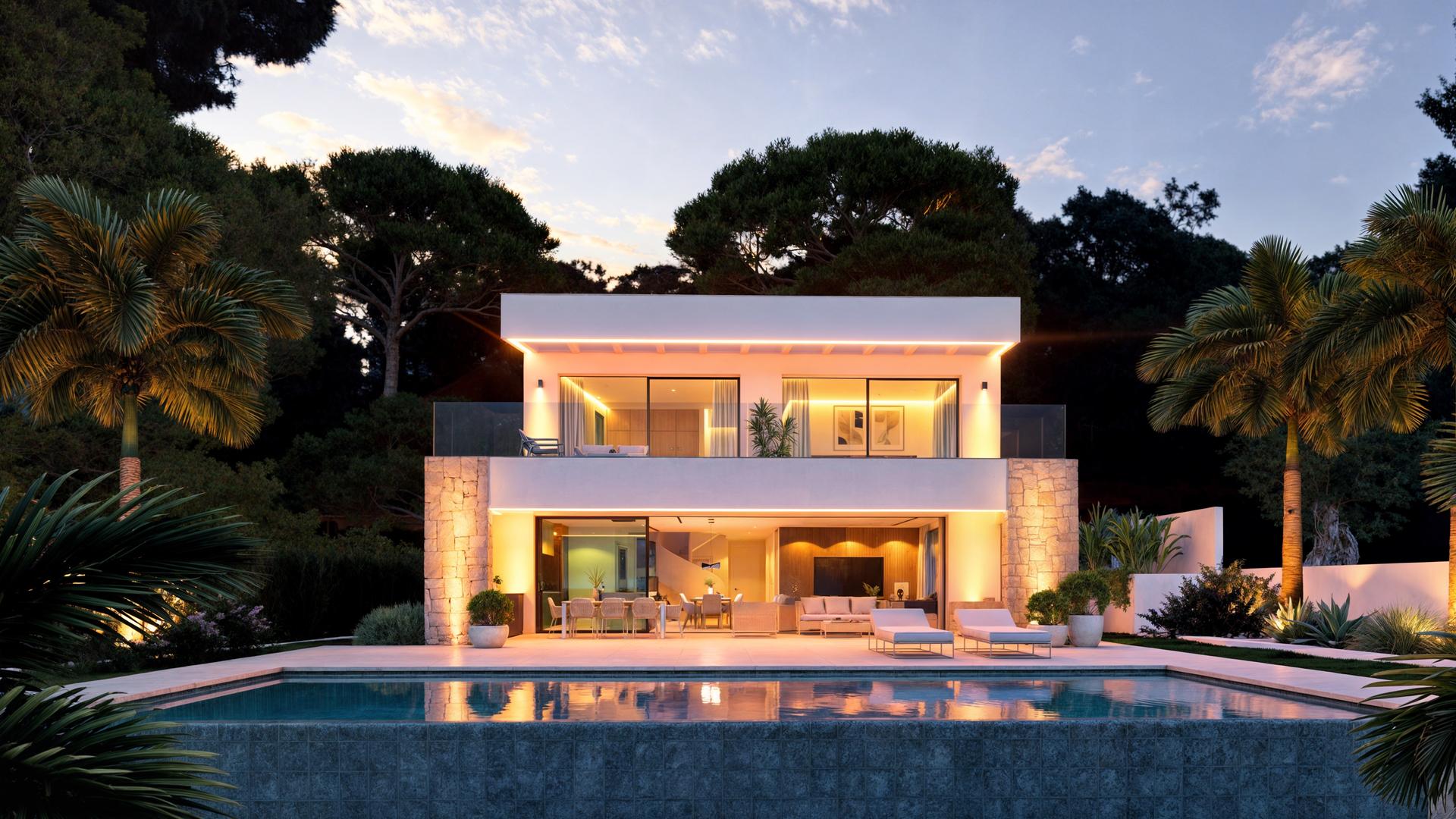 Ground floor plan showing room layout of 350 m2 new-build villa in Pinar de Advocat-Cometa, Moraira