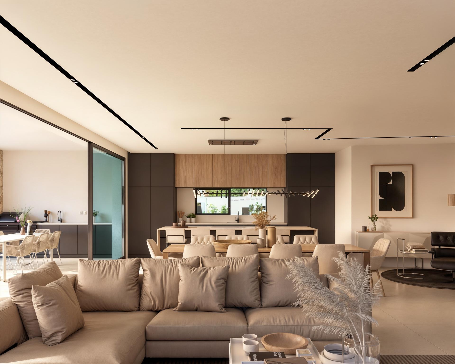 Open-plan living area in new-build villa, Pinar de Advocat-Cometa, Moraira