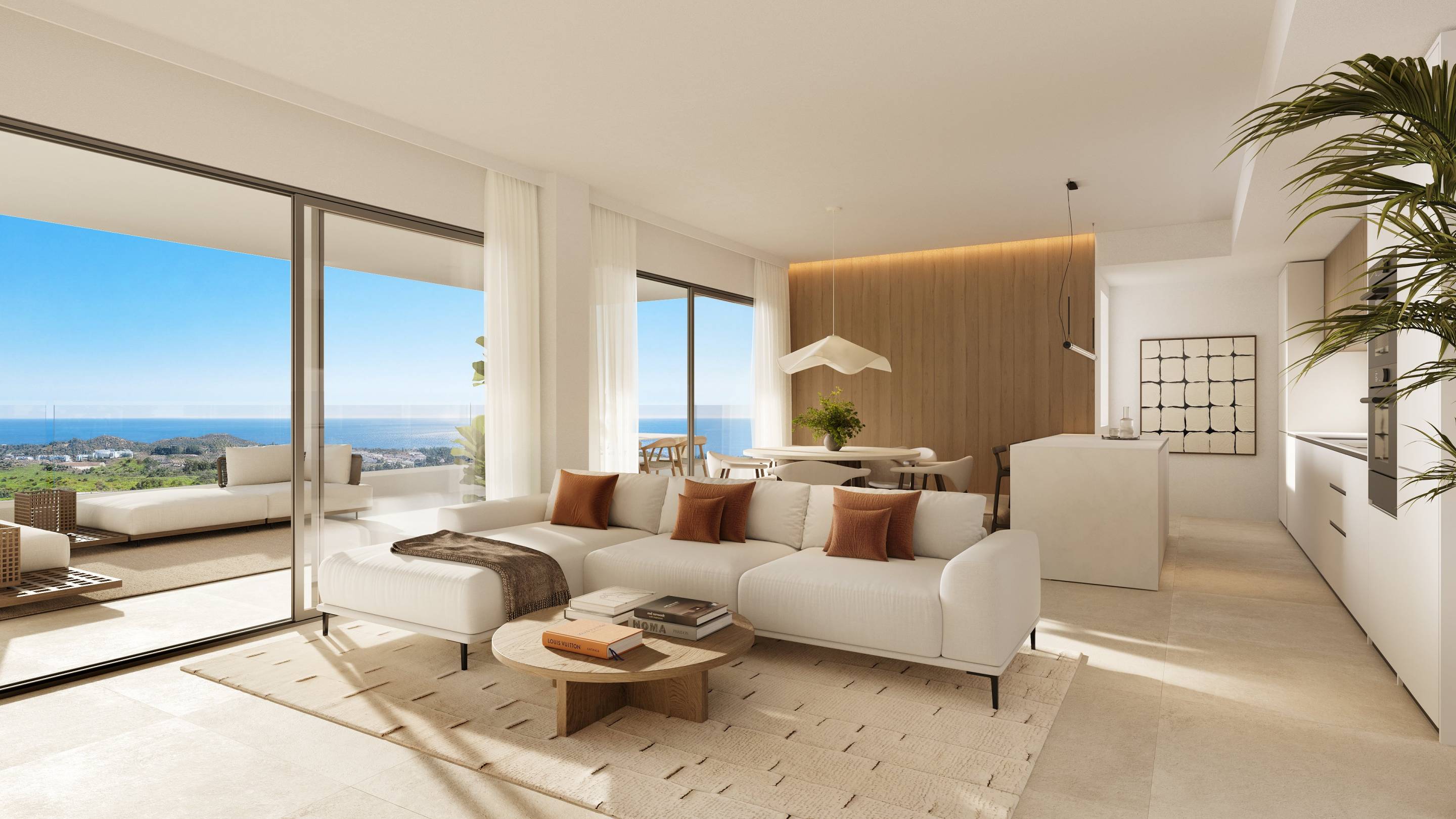 Kitchen worktop and appliances in new-build apartment, Cerros del Águila, Mijas