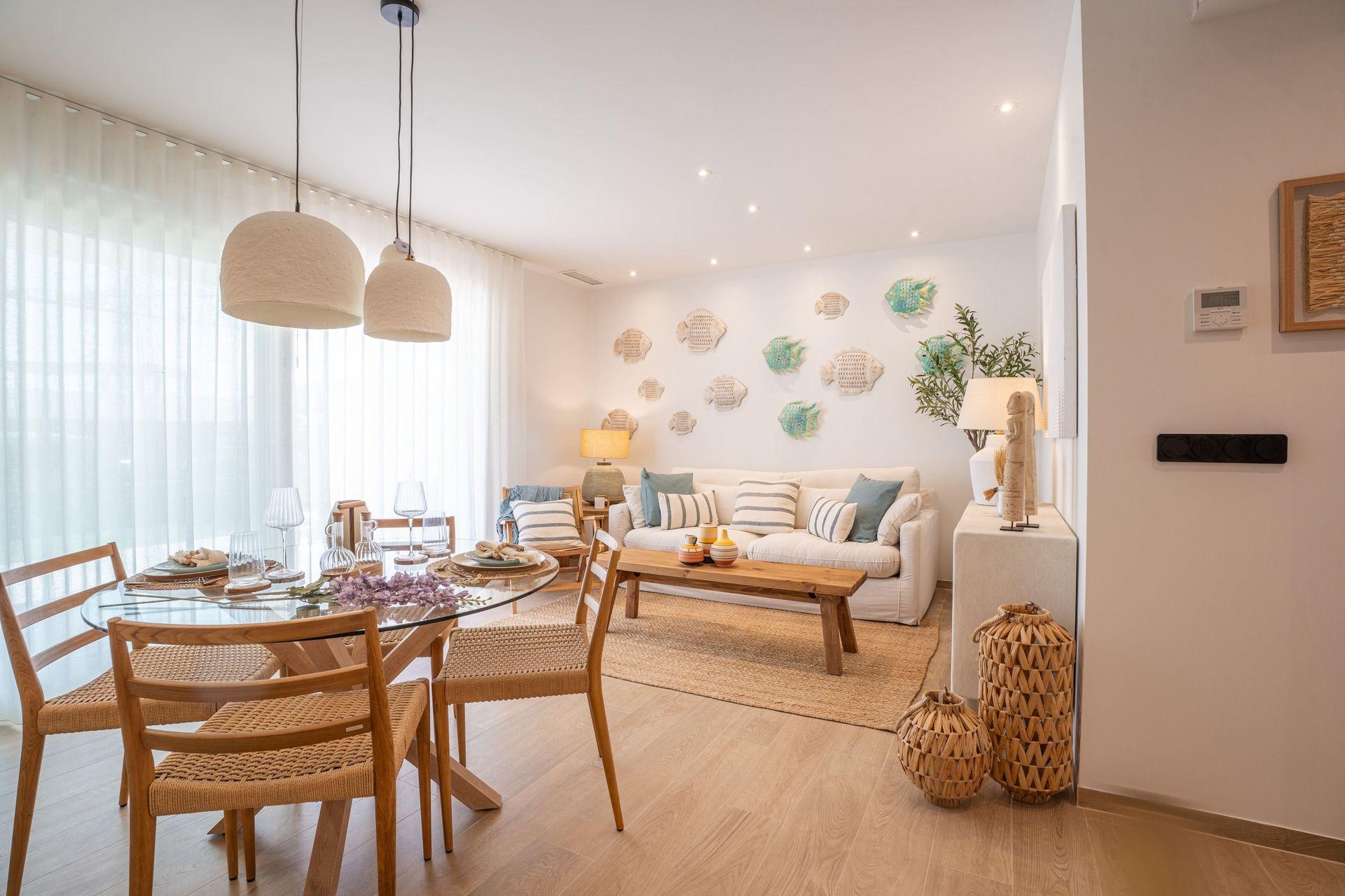 Bedroom interior with fitted storage, new-build apartment, Algorfa