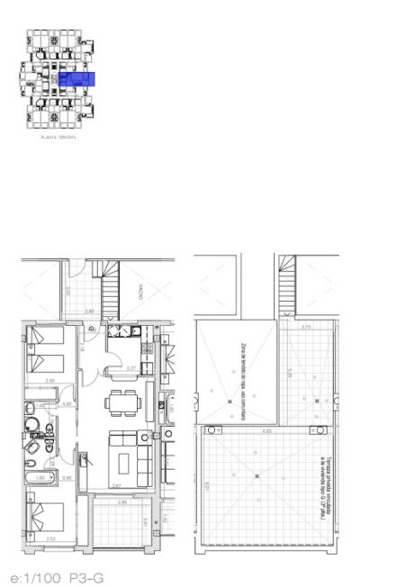 Detailed floor plan of top-floor penthouse, Lomas de Cabo Roig, Orihuela Costa