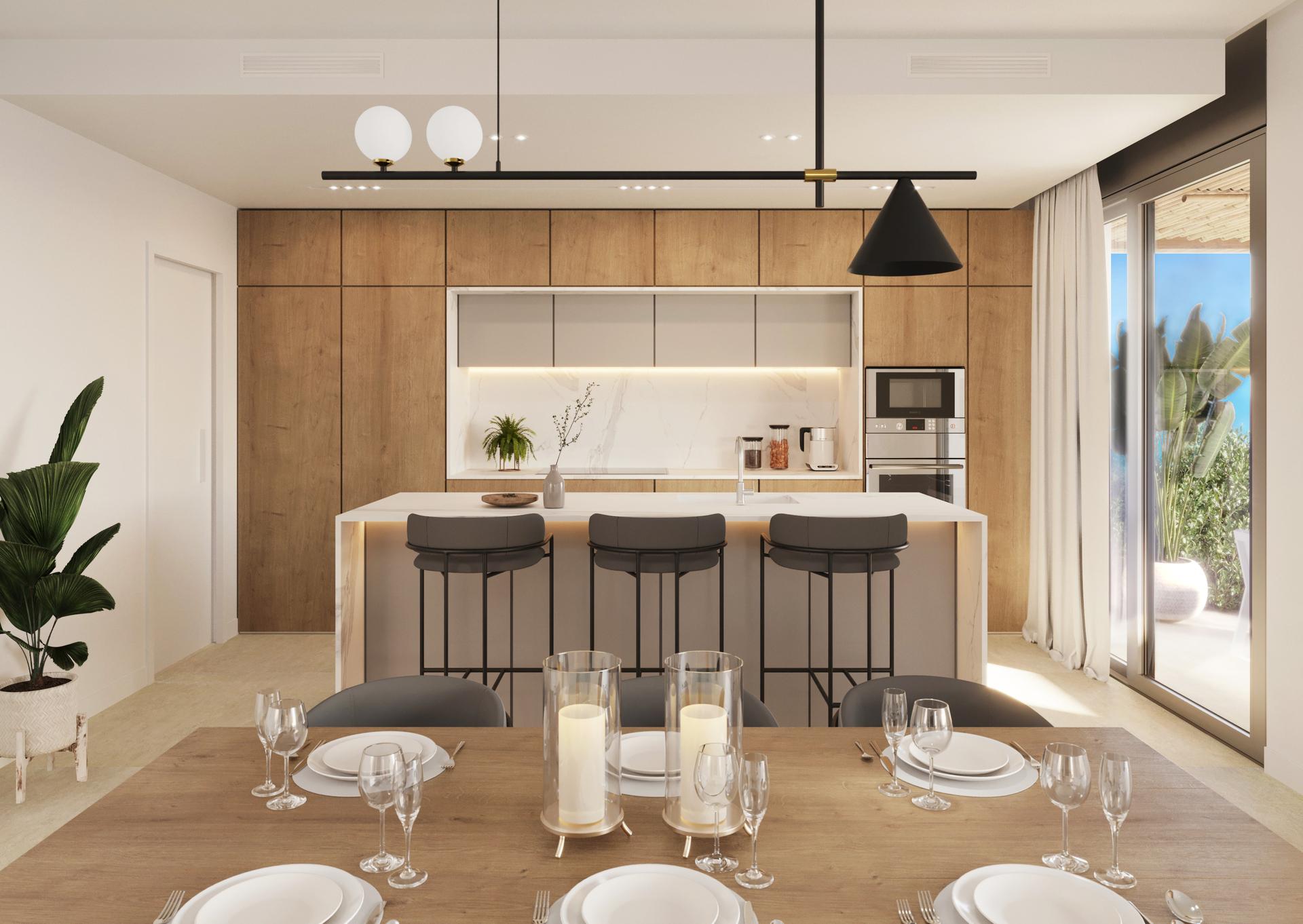 Kitchen worktop and wall cabinetry, new-build villa, Pla de Cantal, Polop