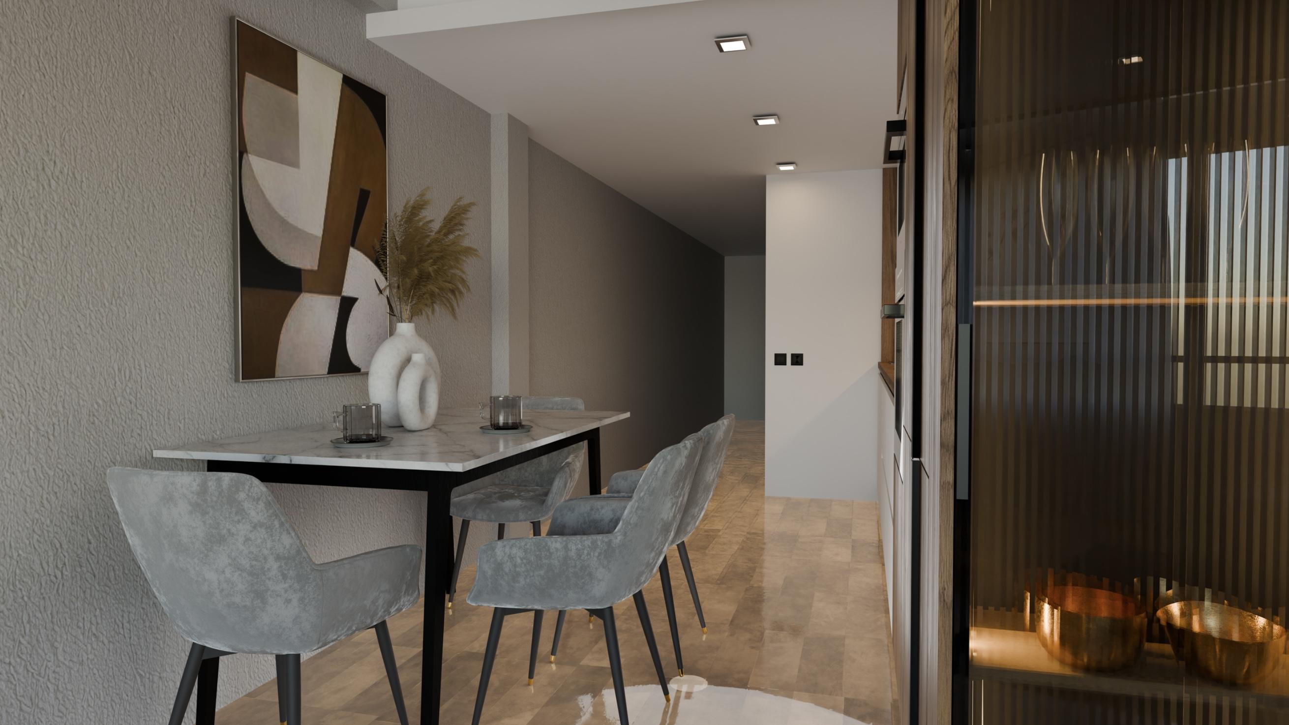 Fitted kitchen with modern units in penthouse, Altozano, Alicante