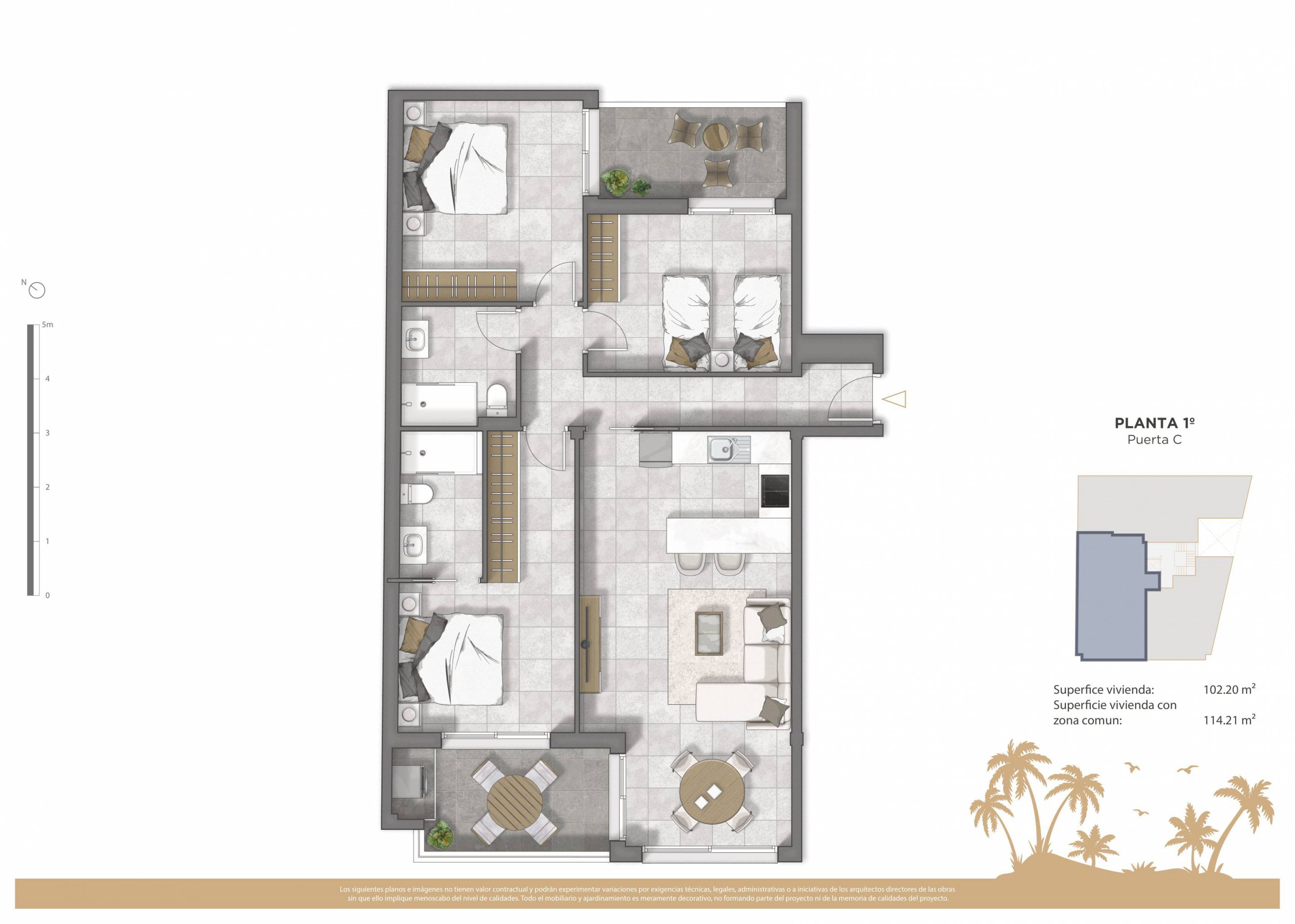 Communal garden or terrace area of new-build complex, Centro, Guardamar Del Segura