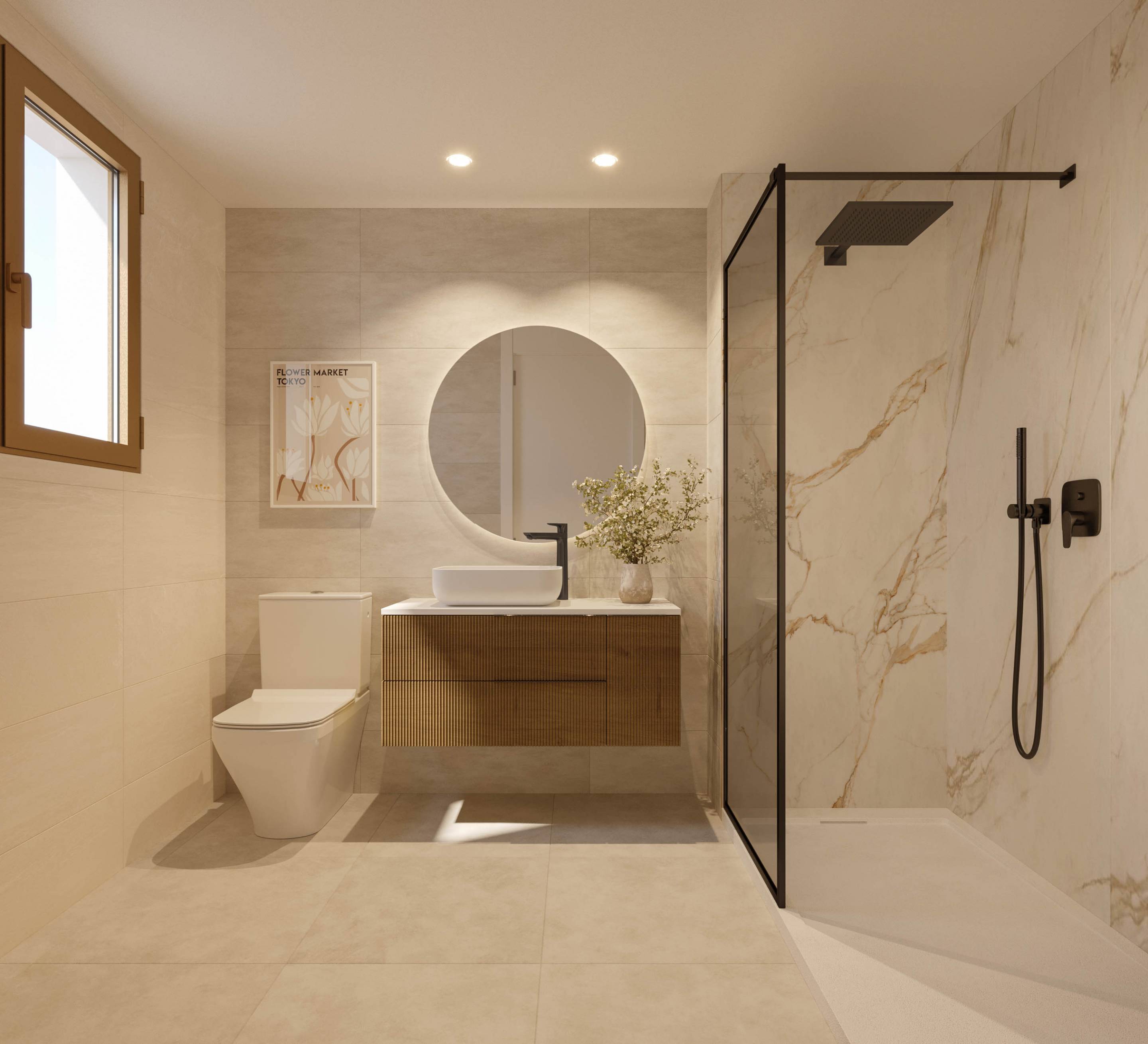 Open-plan kitchen layout in new-build apartment, El Saltillo, Torremolinos