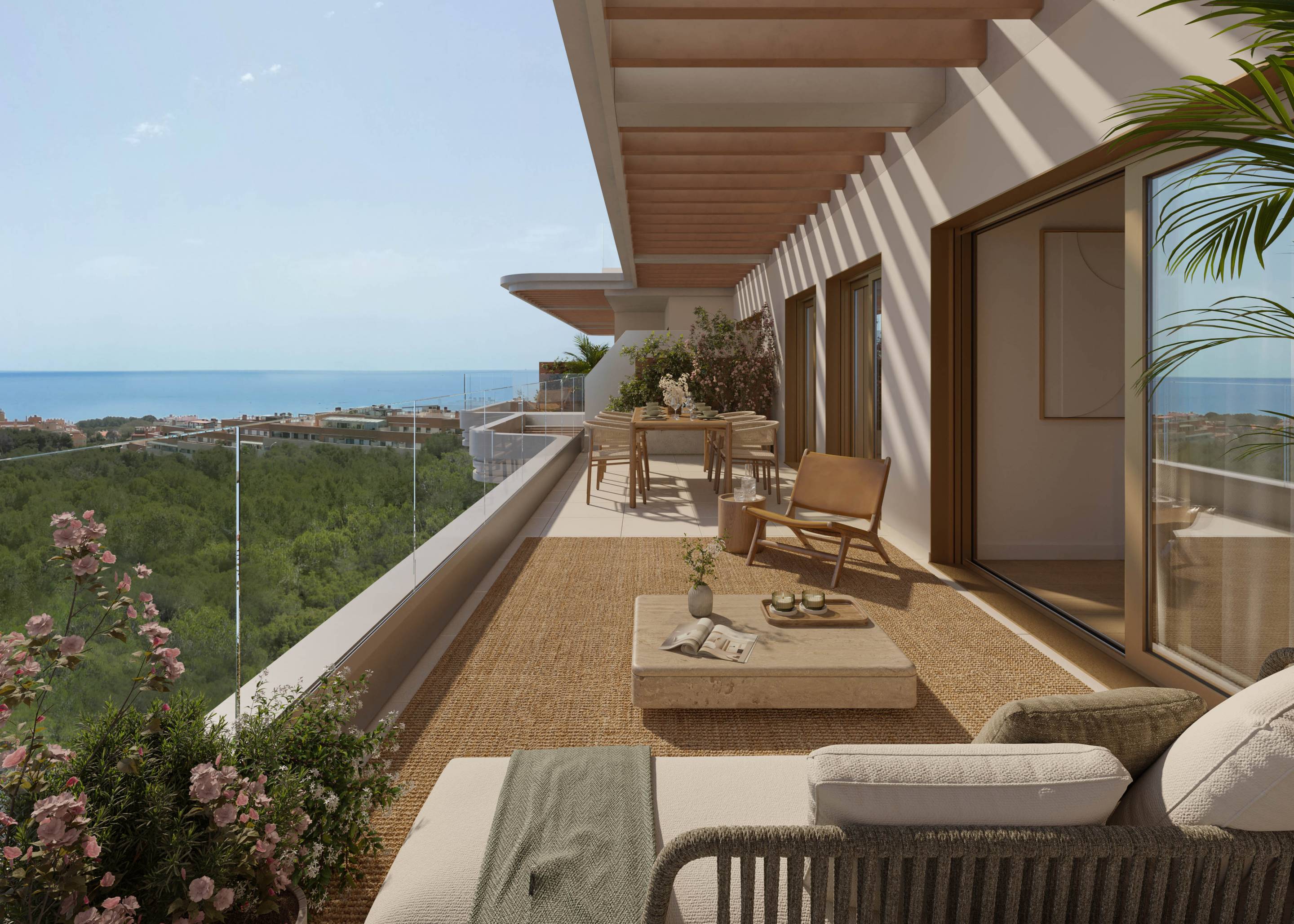 Open-plan living and dining area in 3-bedroom penthouse, El Saltillo, Torremolinos