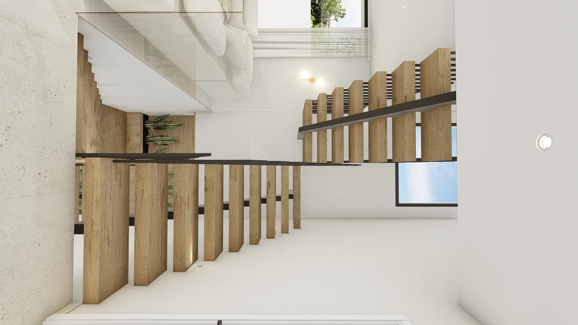 Interior hallway and corridor, new-build villa, Pla de Cantal, Polop