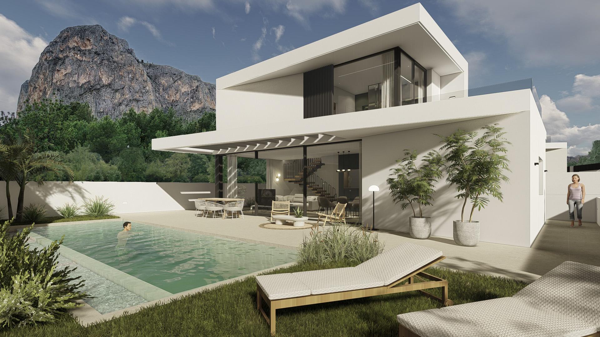 Open living space with tiled floor and natural light, Pla de Cantal villa