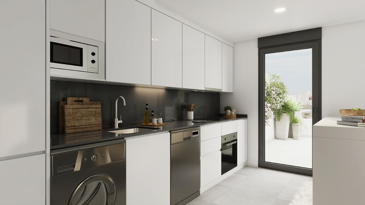 Communal gardens with established planting, new-build complex, Arroyo Vaquero, Estepona