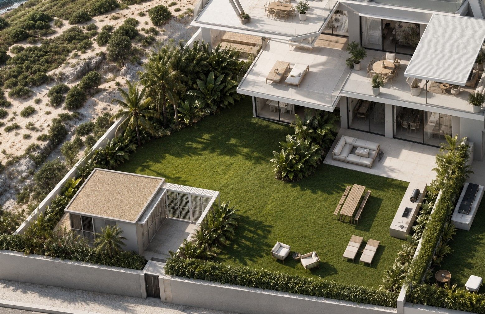 Communal swimming pool area in new-build development, Cala de Villajoyosa