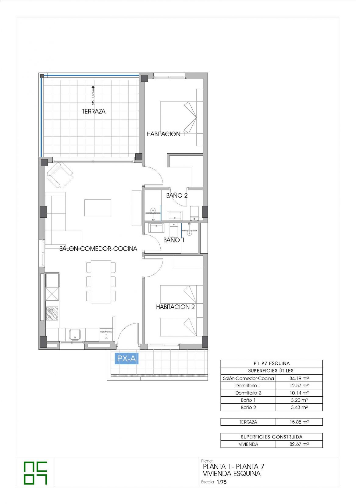 Outdoor communal area or terrace space, new-build development, Cala Palmera
