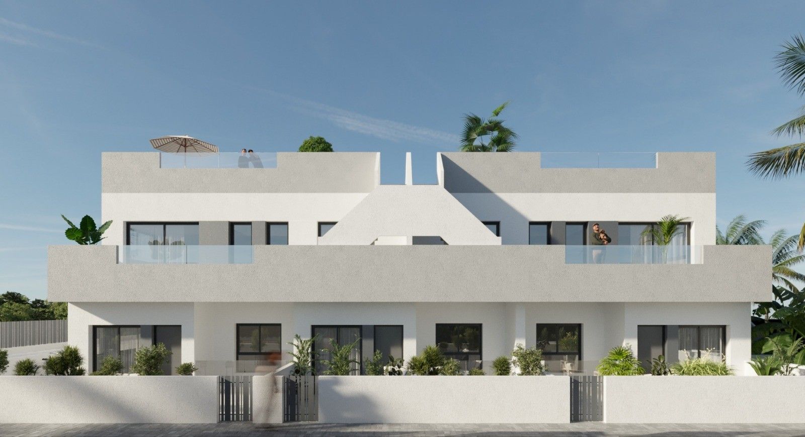 Communal landscaped grounds in new-build apartment complex, Lago Jardín, Torrevieja