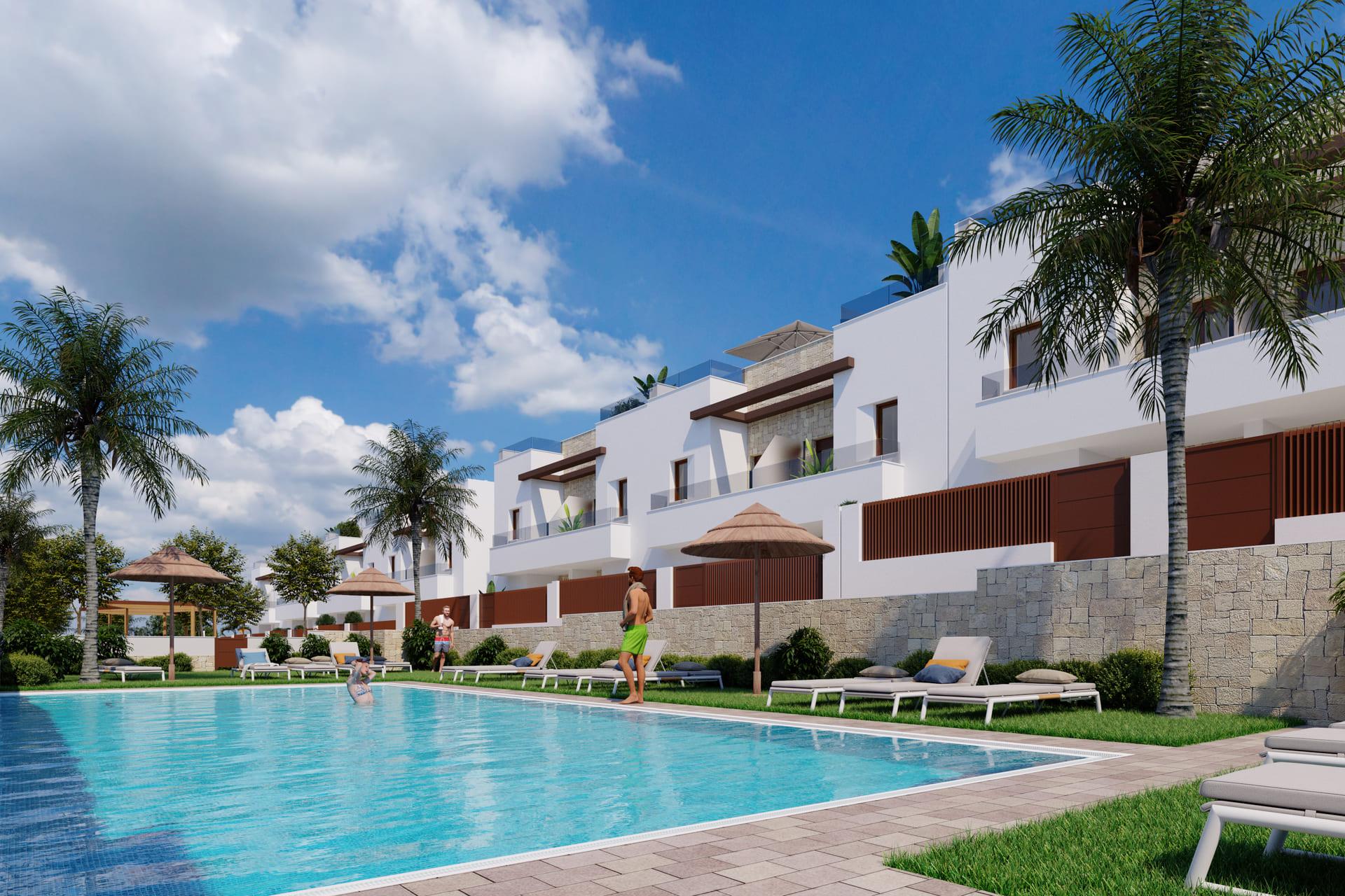 Communal landscaped gardens in new-build development, Desamparados, Orihuela