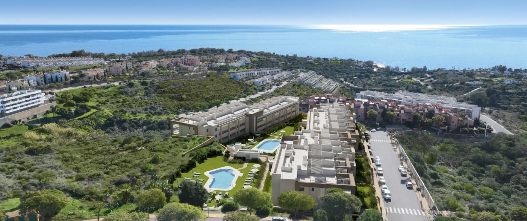 Living area with porcelain flooring in 3-bedroom apartment, Bahia de las Rocas, Manilva