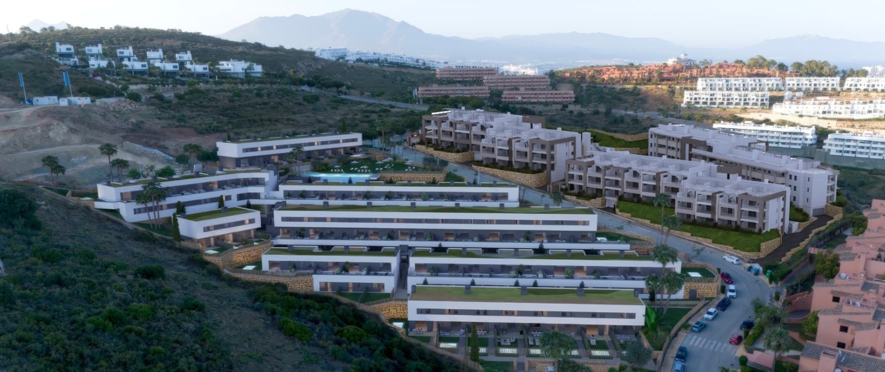 Exterior render of residential block at Bahia de las Rocas, Manilva