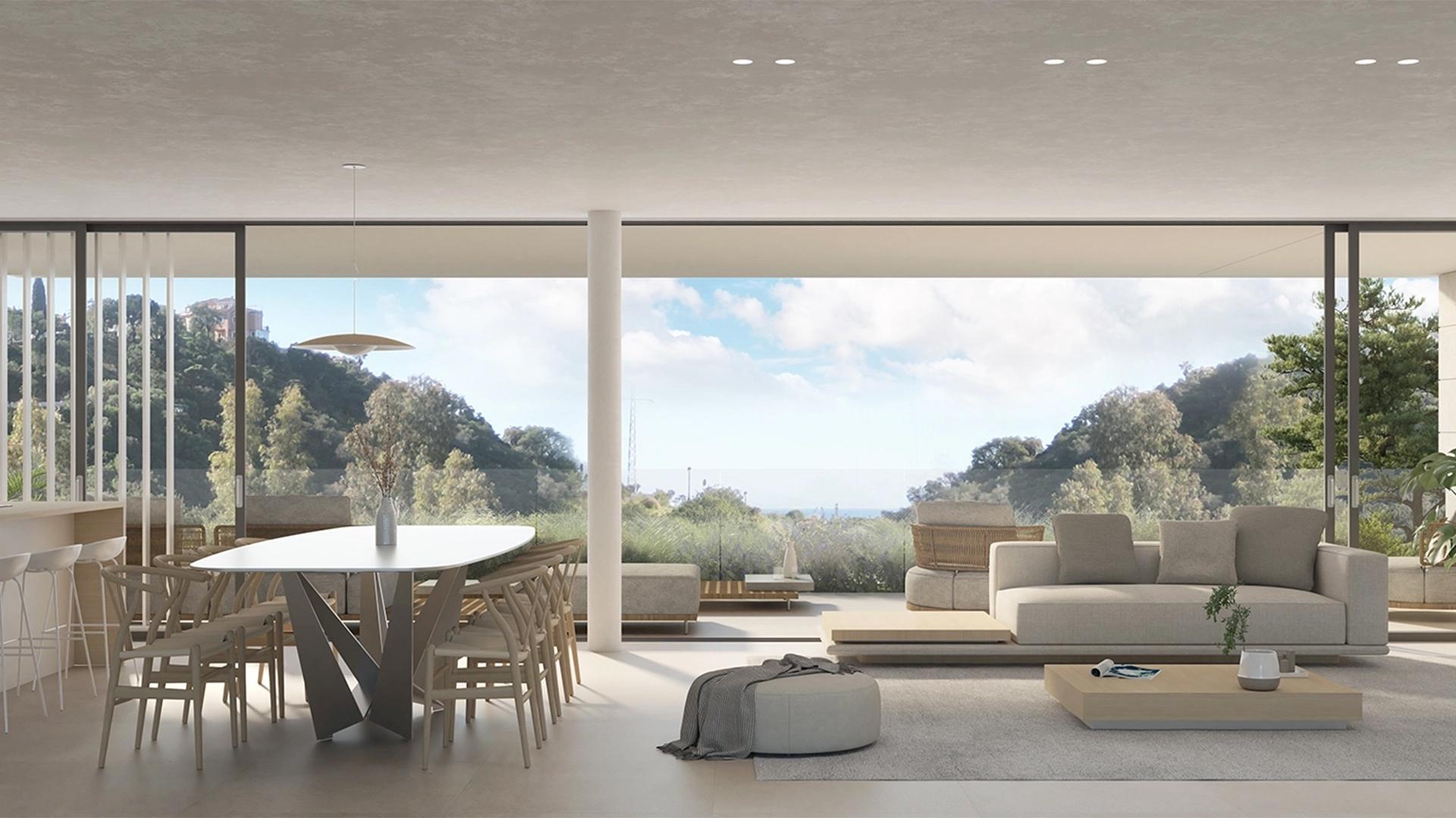 Bathroom with fitted units and walk-in shower in new-build penthouse, Santa María, Marbella