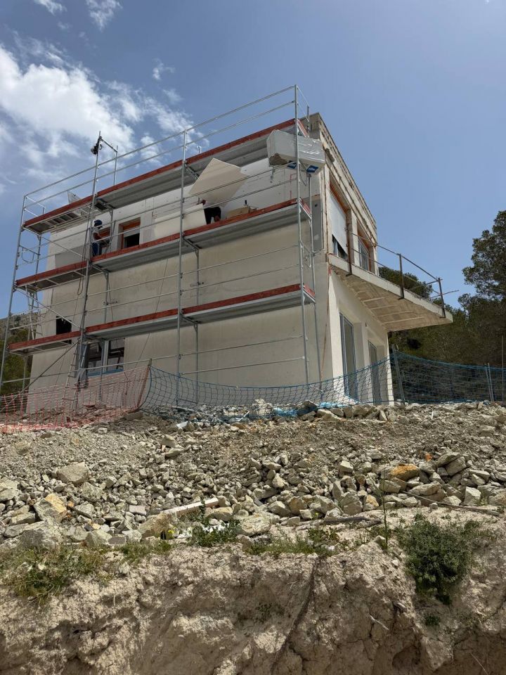 Side elevation of new-build villa exterior, Golf Bahía, Finestrat