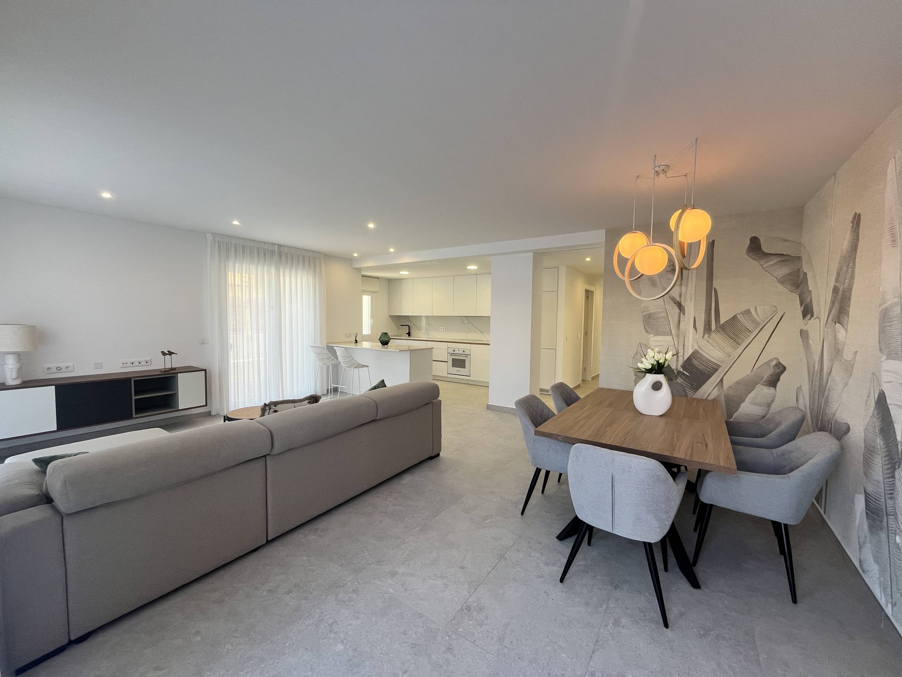 Dining area and window in new-build apartment, Torreblanca
