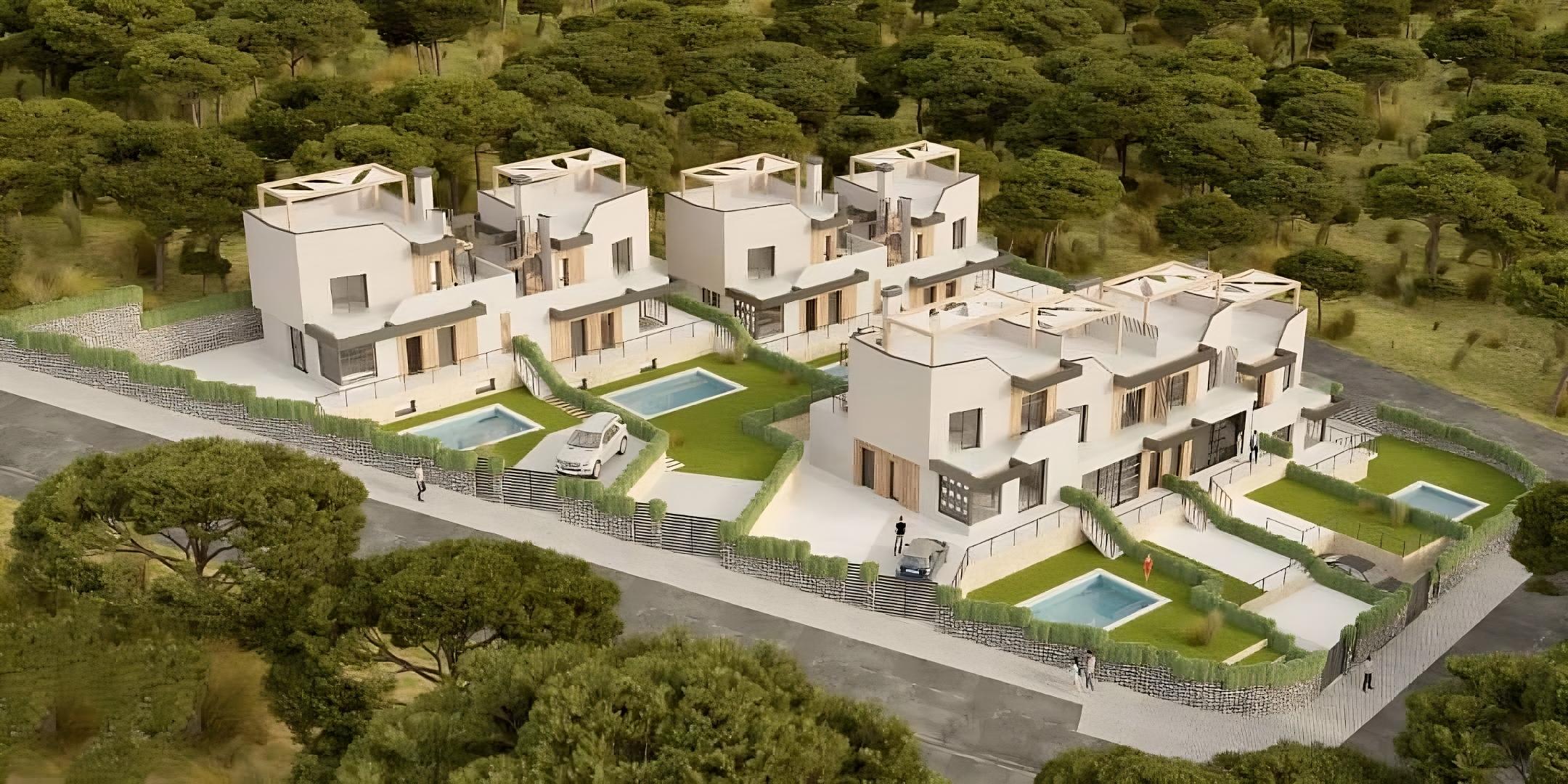 Townhouse for sale in Pla de Cantal, Polop - exterior view of new-build property with plot