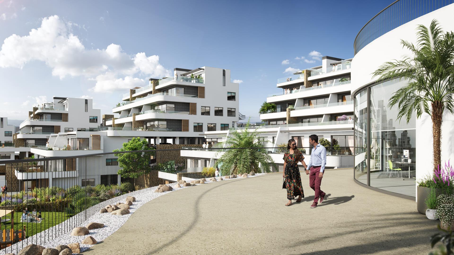 Main bedroom with built-in wardrobes in new-build penthouse, Camporrosso Village, Finestrat