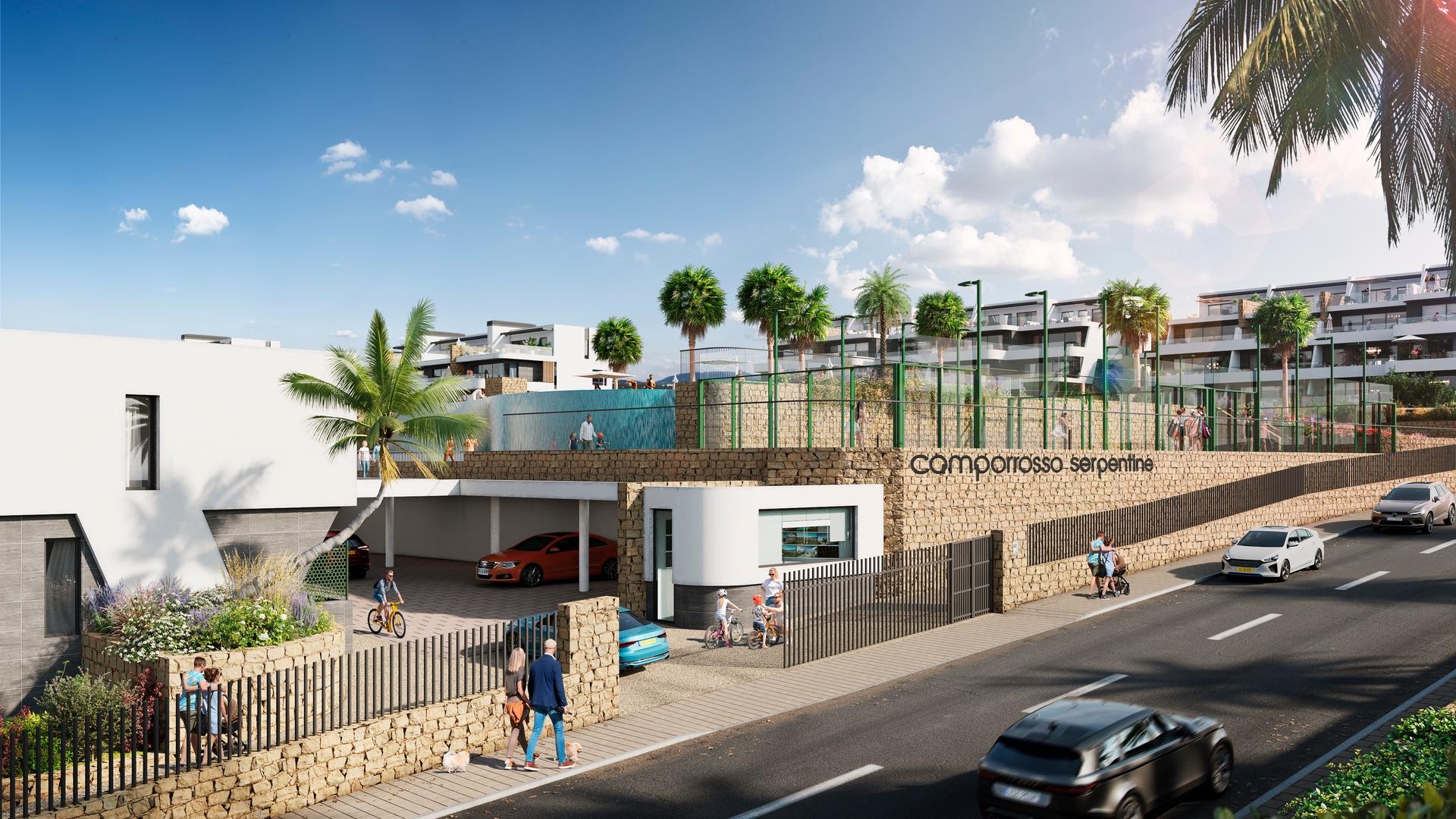 Landscaped communal gardens at new-build development, Camporrosso Village, Finestrat