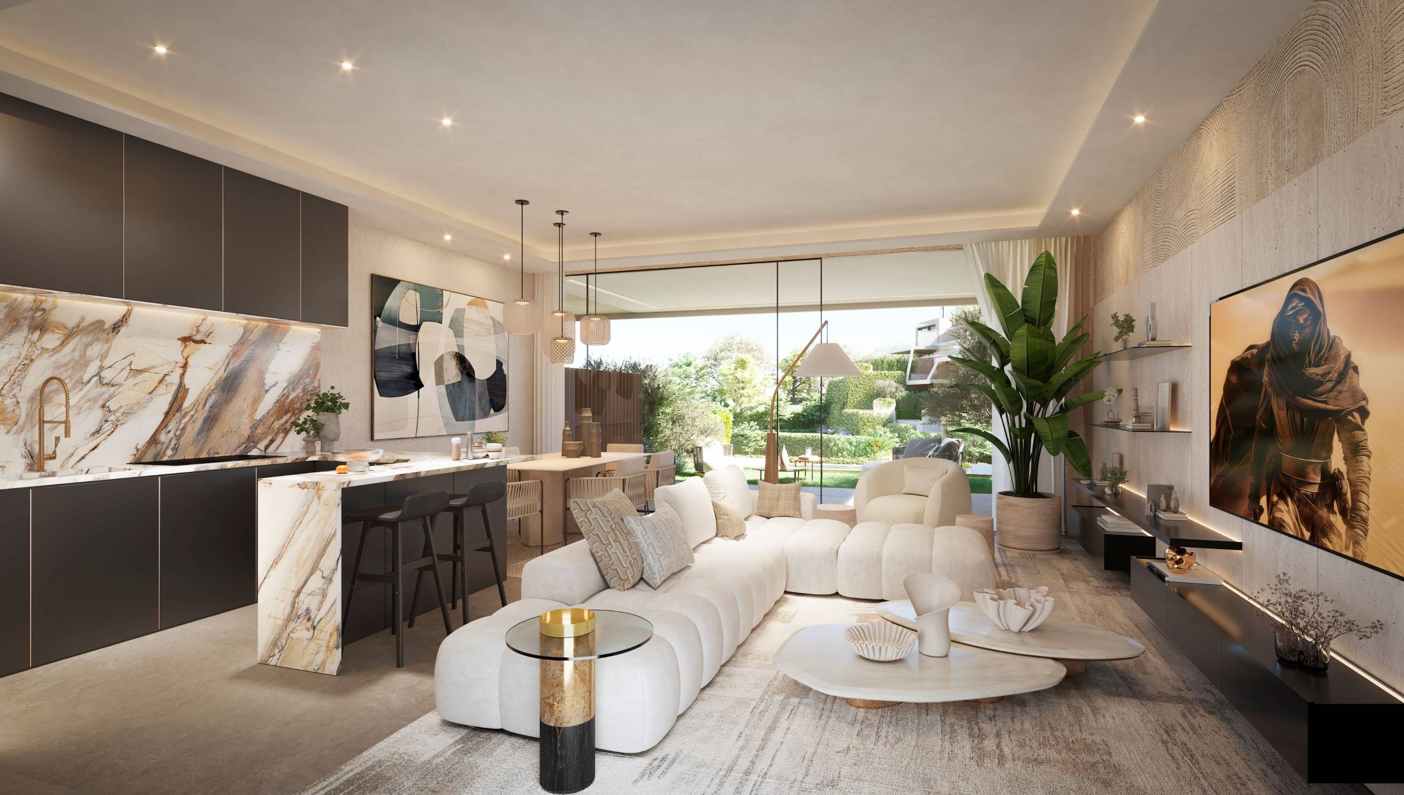 Internal staircase connecting floors in 3-bedroom townhouse, Elviria, Marbella