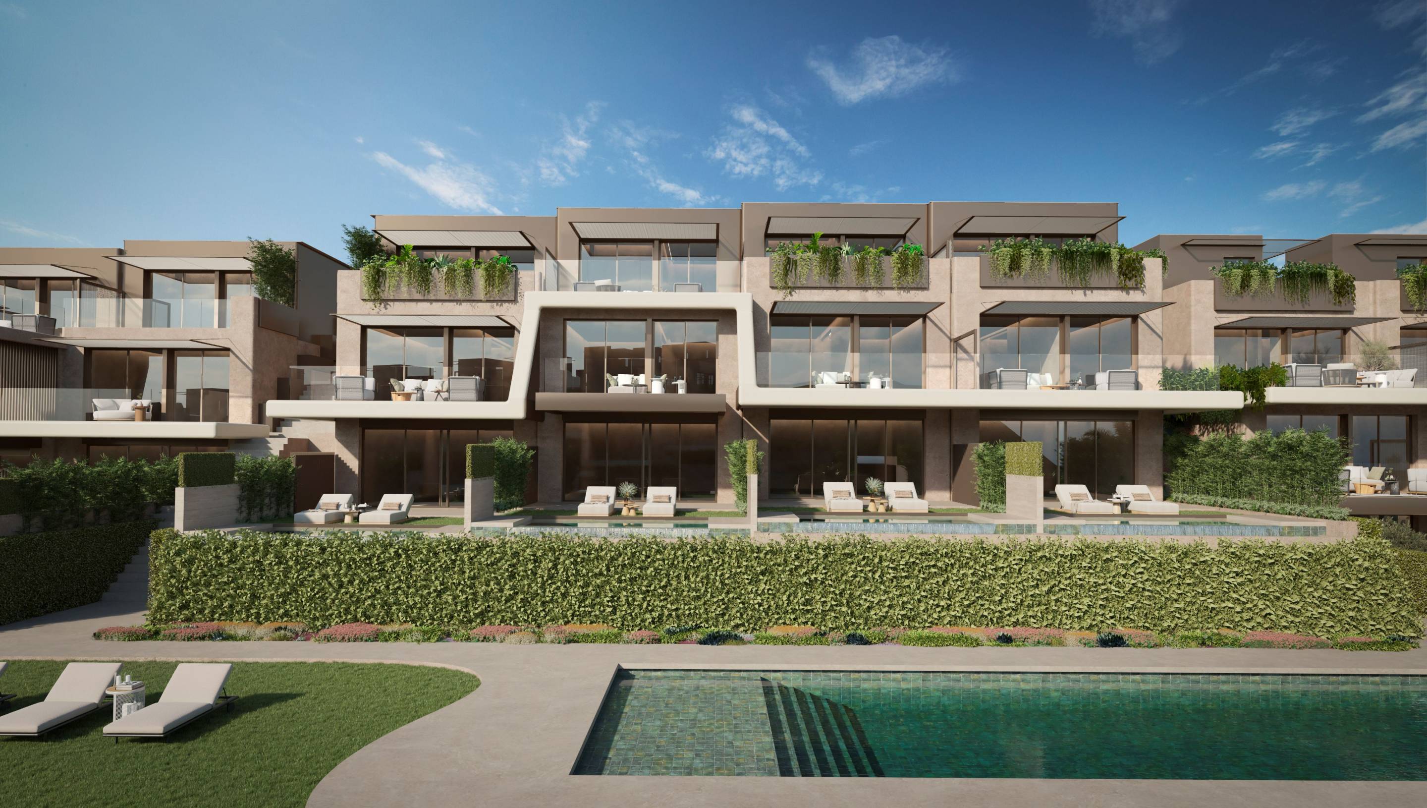 Main bedroom with built-in wardrobes in new-build townhouse, Elviria, Marbella