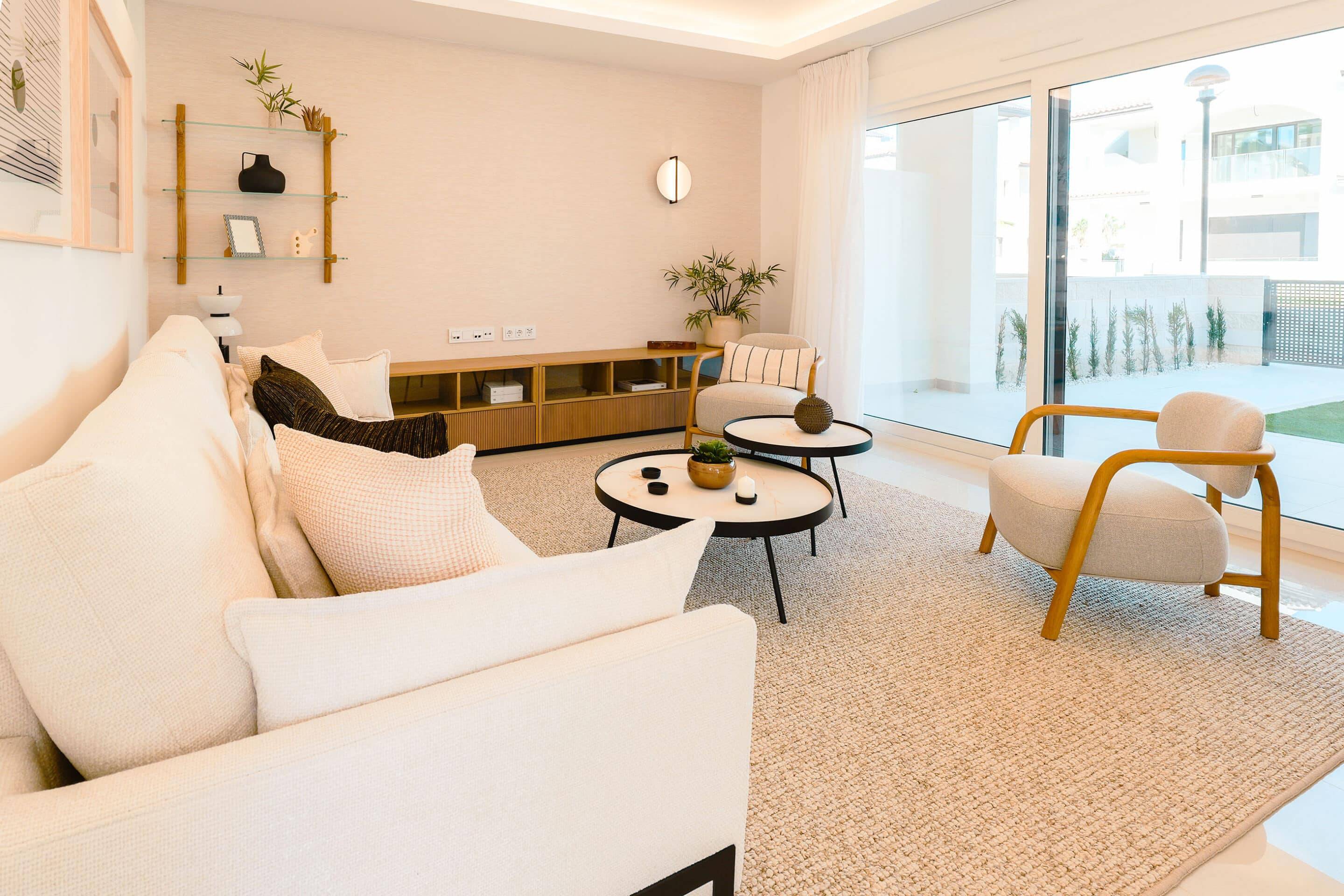 Lounge with porcelain tile flooring, new-build bungalow, Rojales