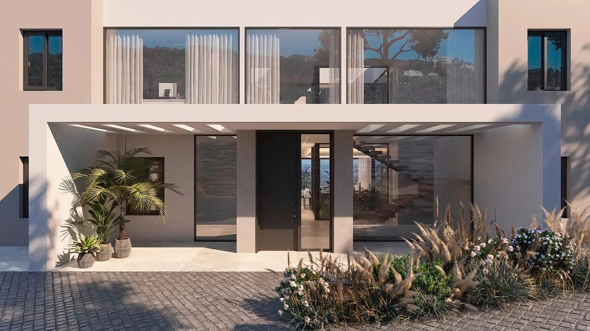 Contemporary kitchen with island unit in 6-bedroom new-build villa, El Madroñal