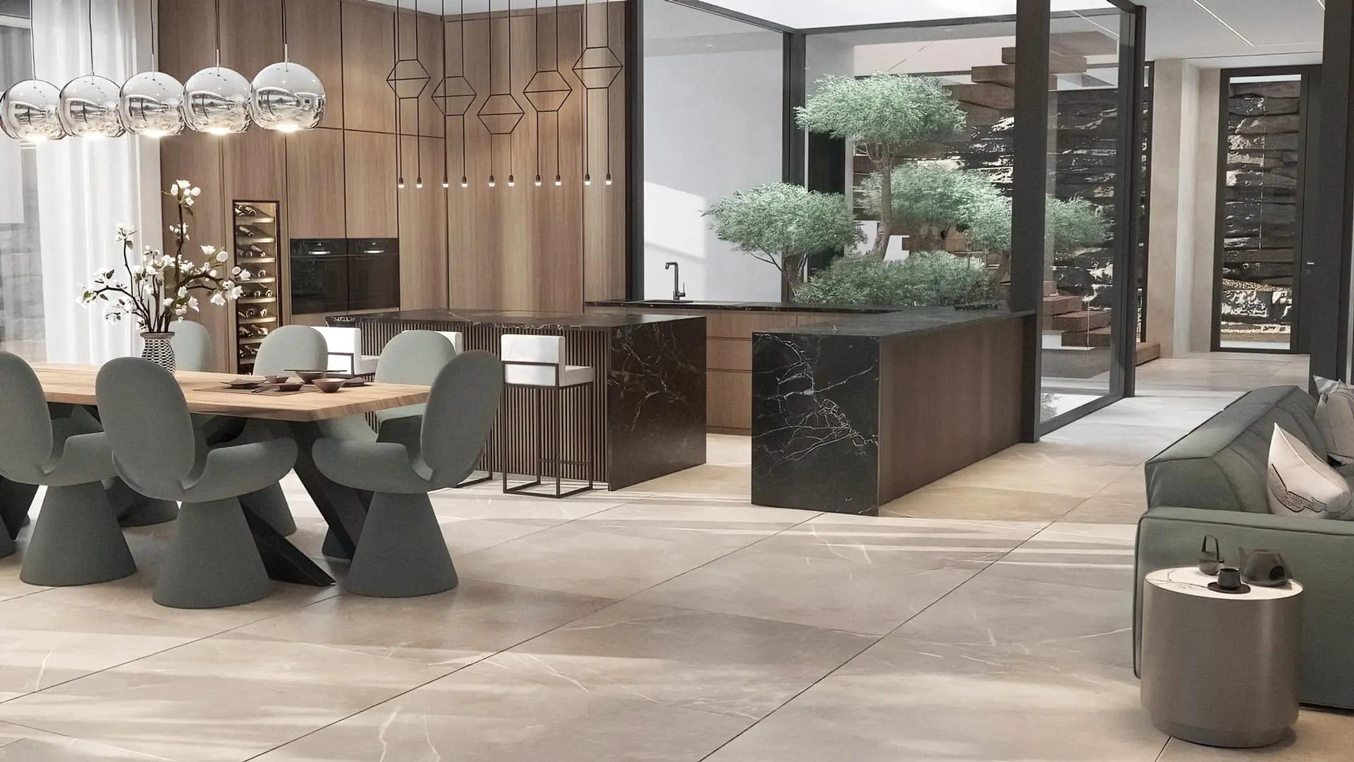 Dining area with floor-to-ceiling windows in 6-bedroom villa, El Madroñal, Benahavis