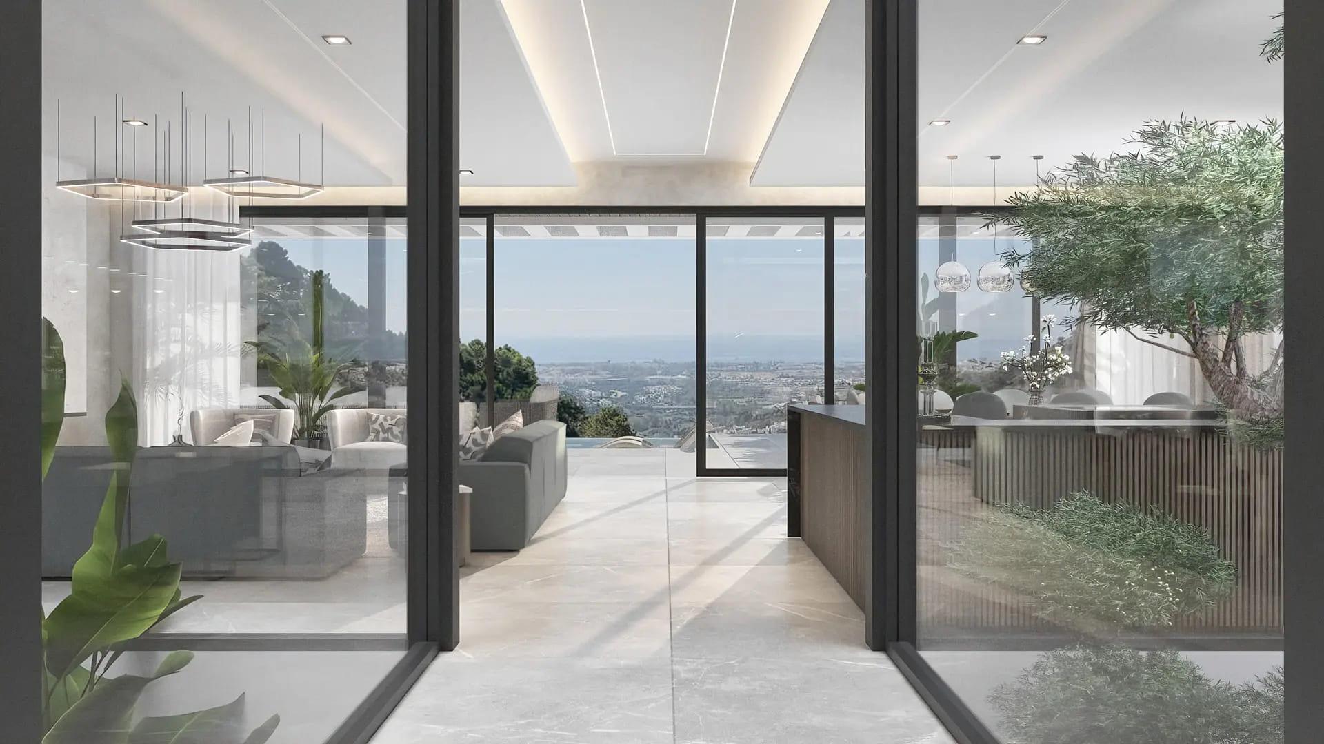 En-suite bathroom with freestanding bath in 6-bedroom villa, El Madroñal, Benahavis