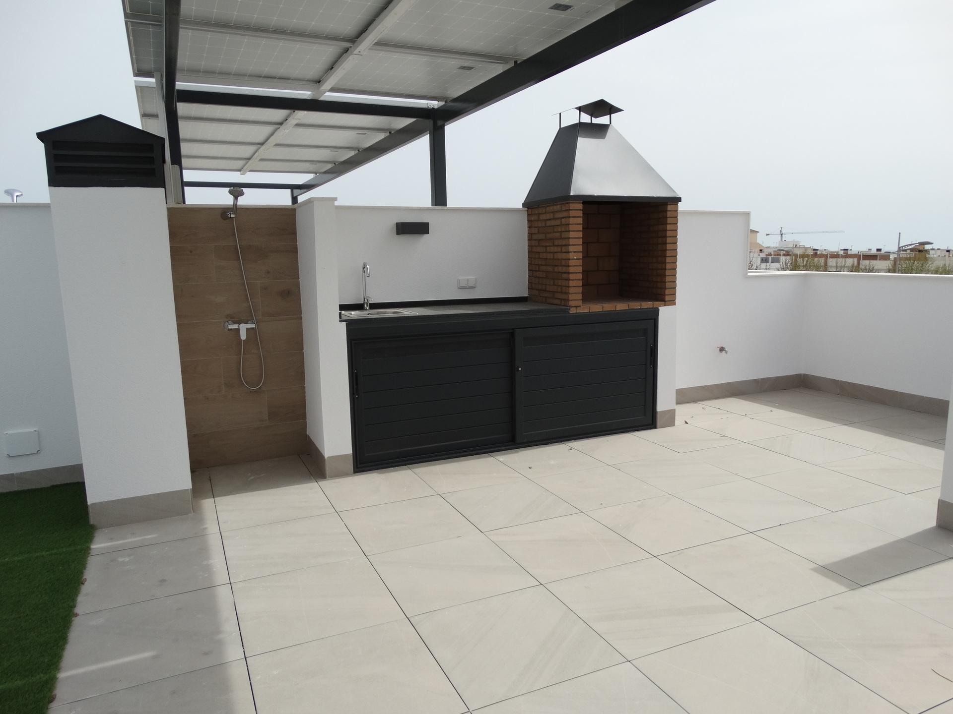 Close-up of facade finish on new-build bungalow, Las Higuericas