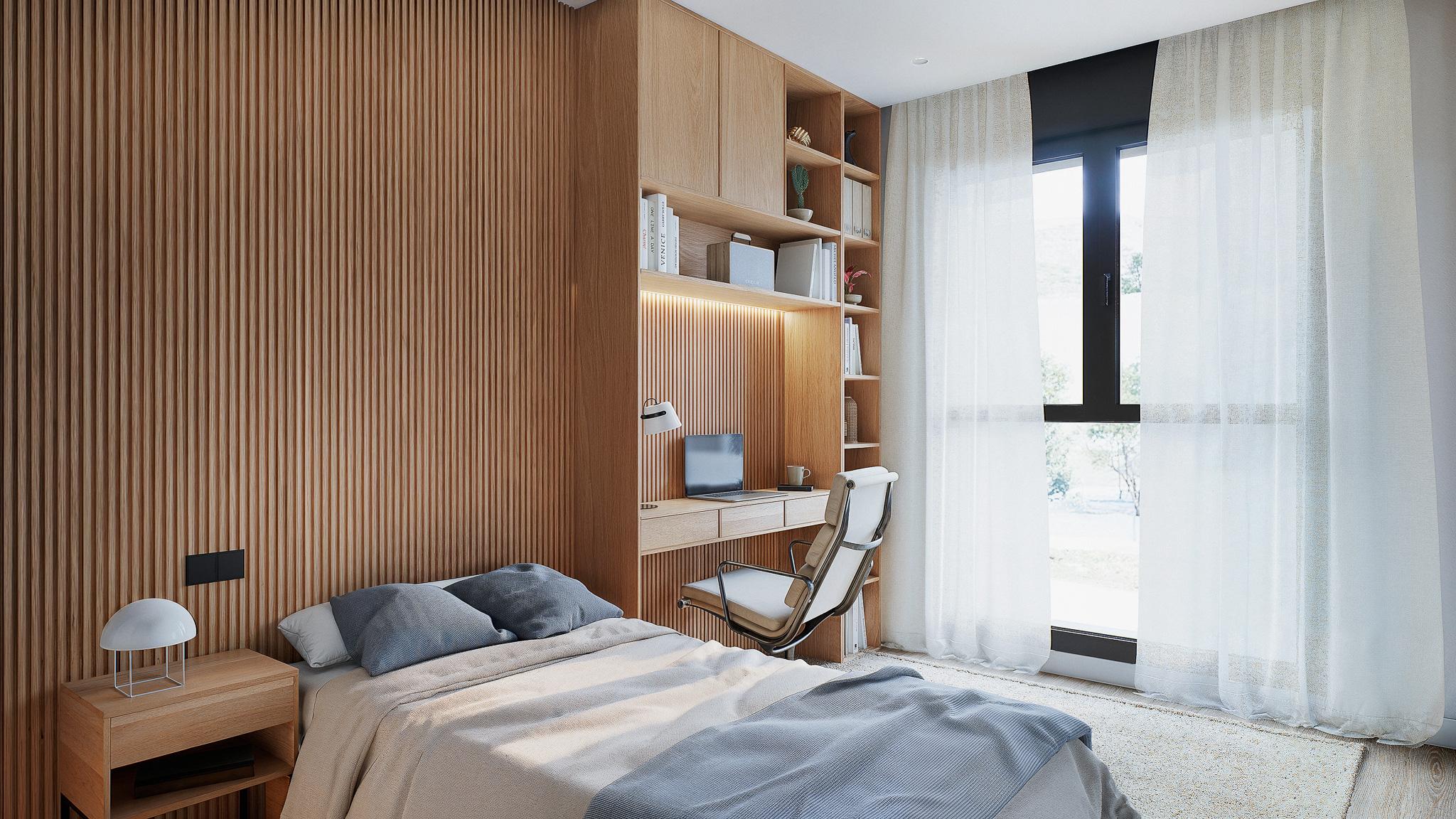 Bedroom with window in 2-bedroom new-build apartment, Campanillas, Málaga