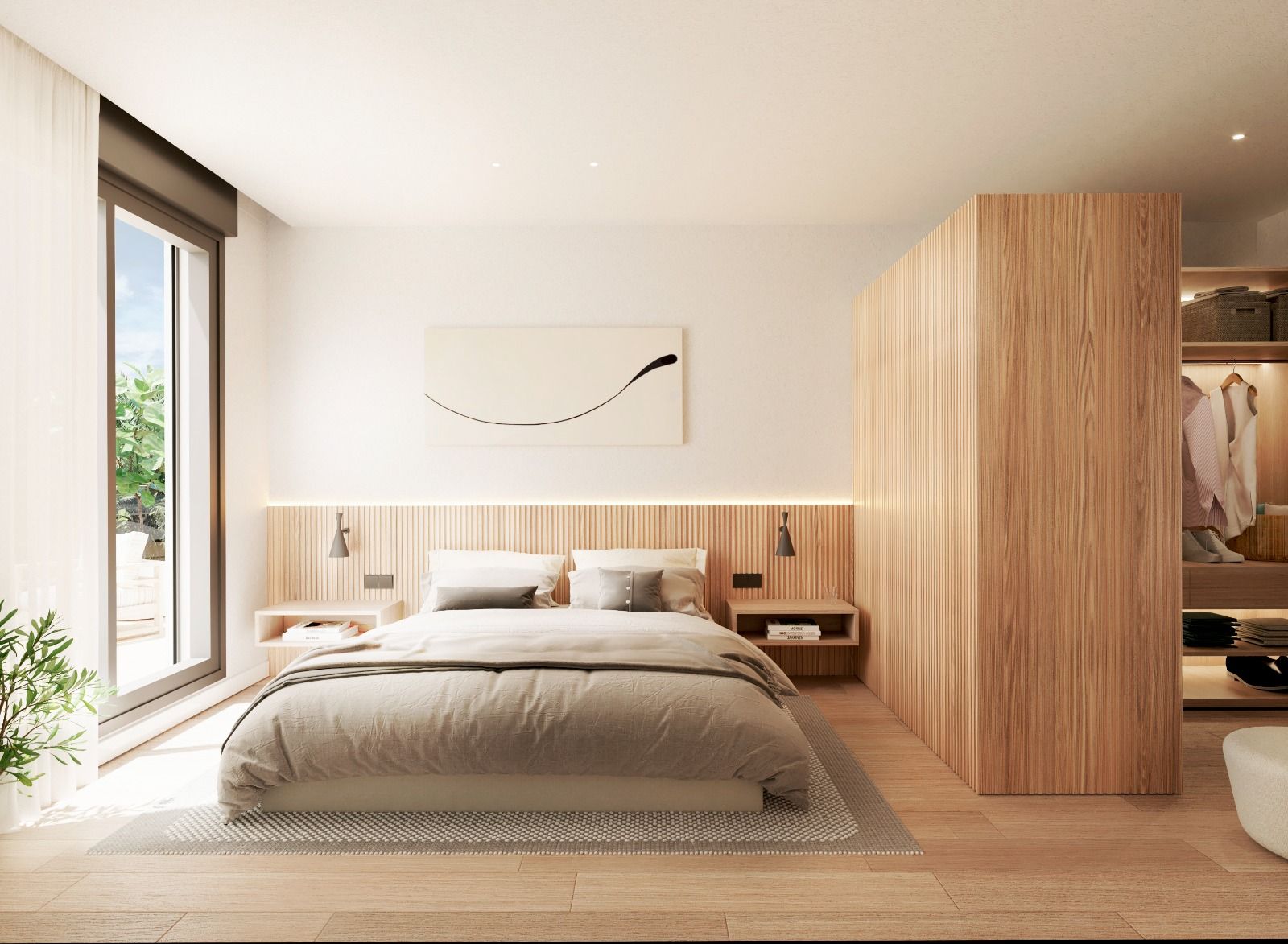 Living room with door to balcony in new-build apartment, Campanillas, Málaga